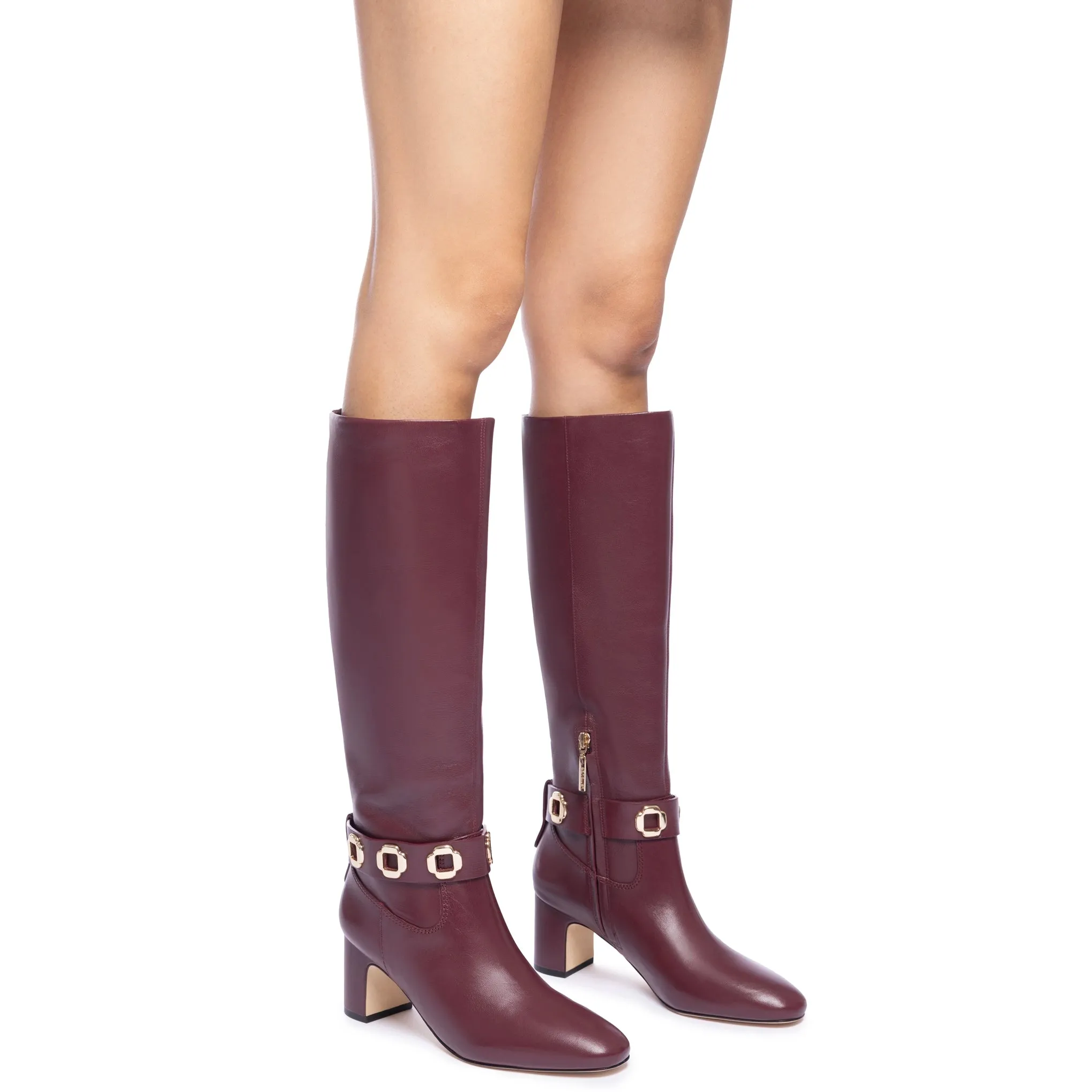 Milan Block Boot In Wine Leather sold by Larroude product image thumbnail 4