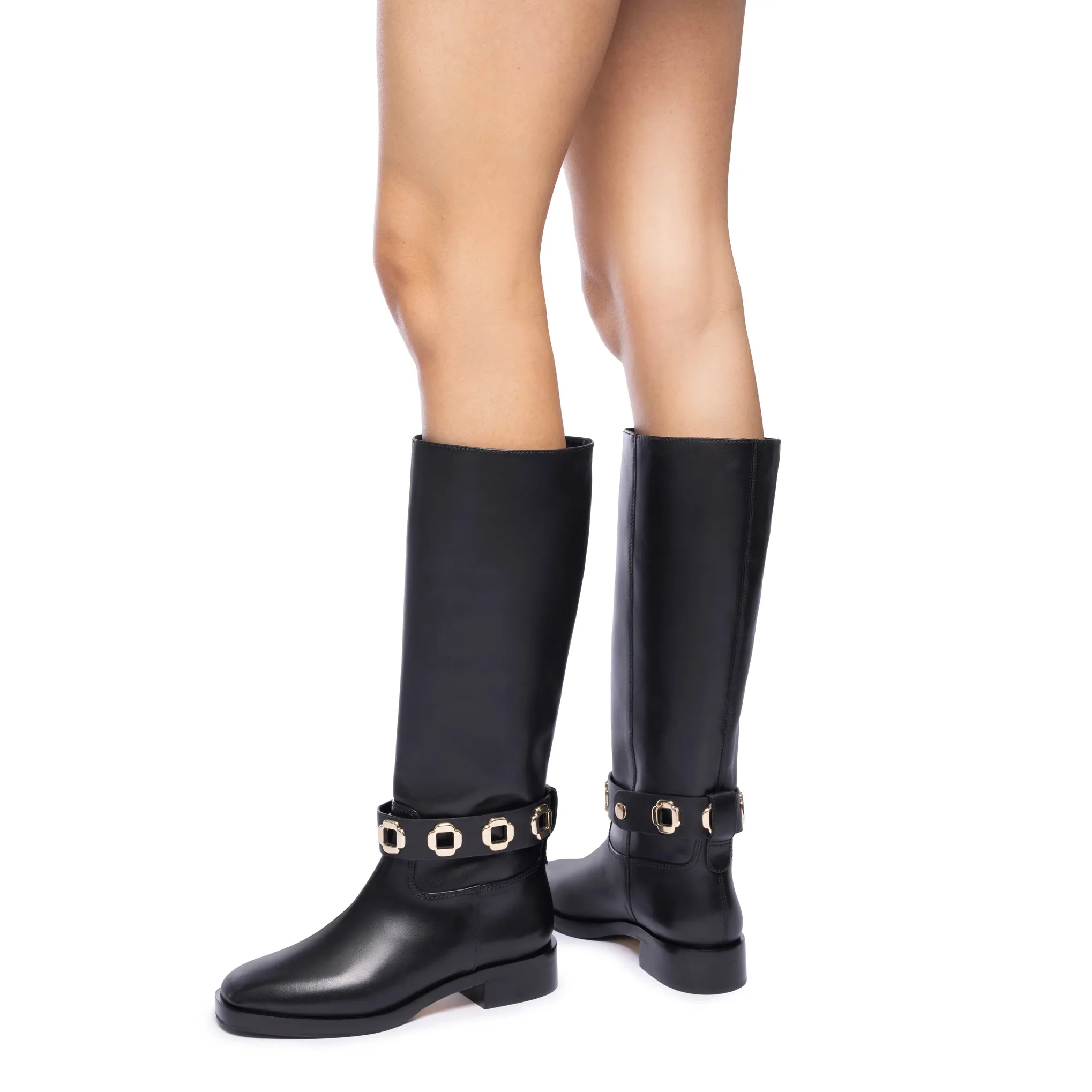 Milan Flat Boot In Black Leather sold by Larroude product image thumbnail 4