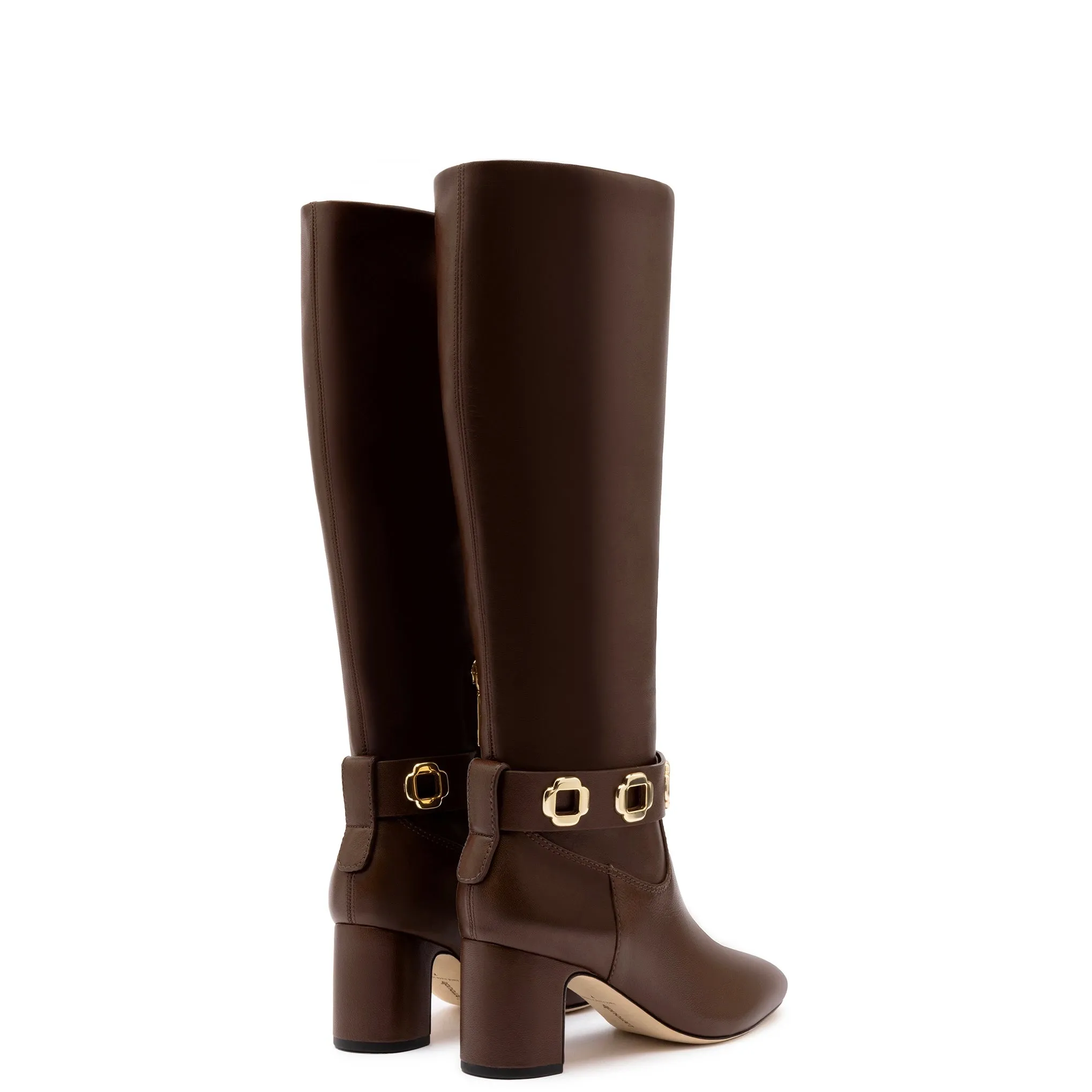 Milan Block Boot In Cognac Leather sold by Larroude product image thumbnail 3