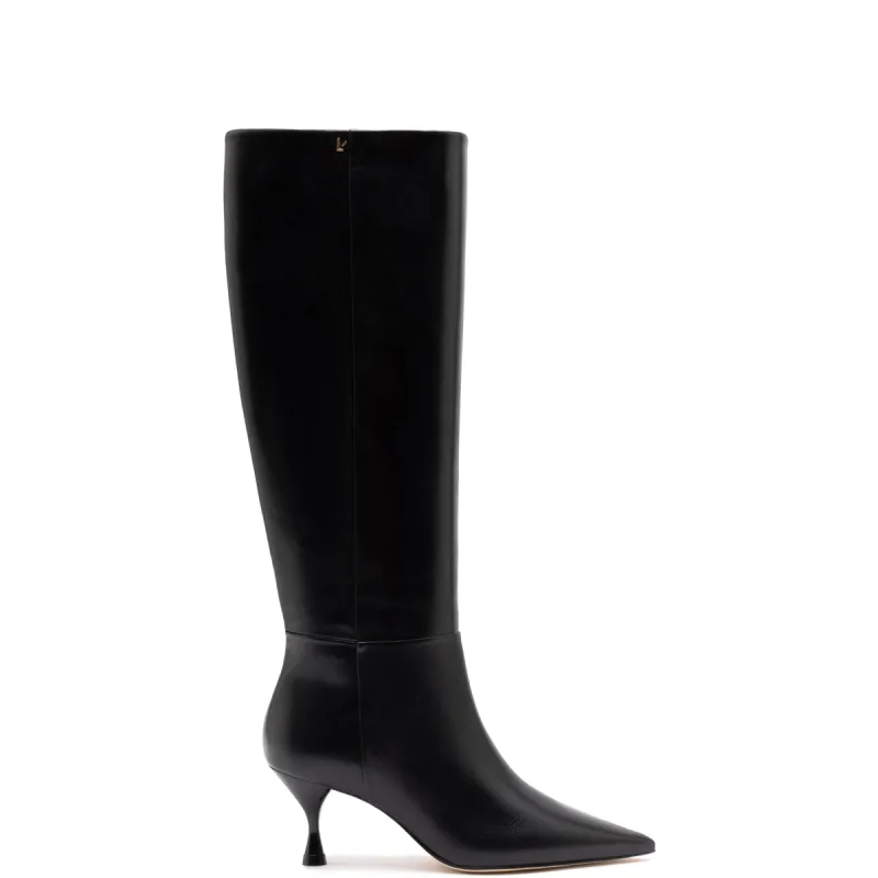 Georgia Boot In Black Leather sold by Larroude