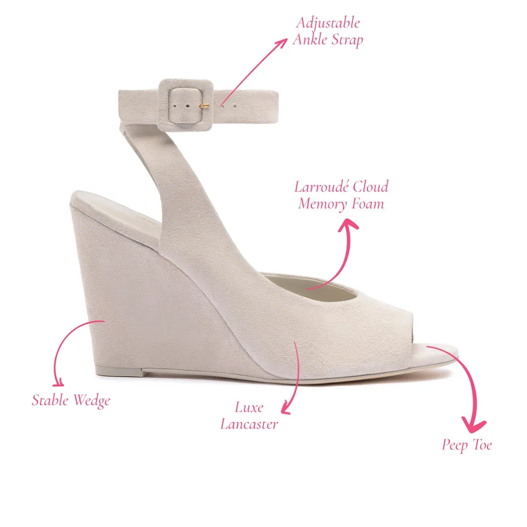 Deena By Larroudé Wedge Sandal In Mushroom Grey Suede sold by Larroude product image thumbnail 5