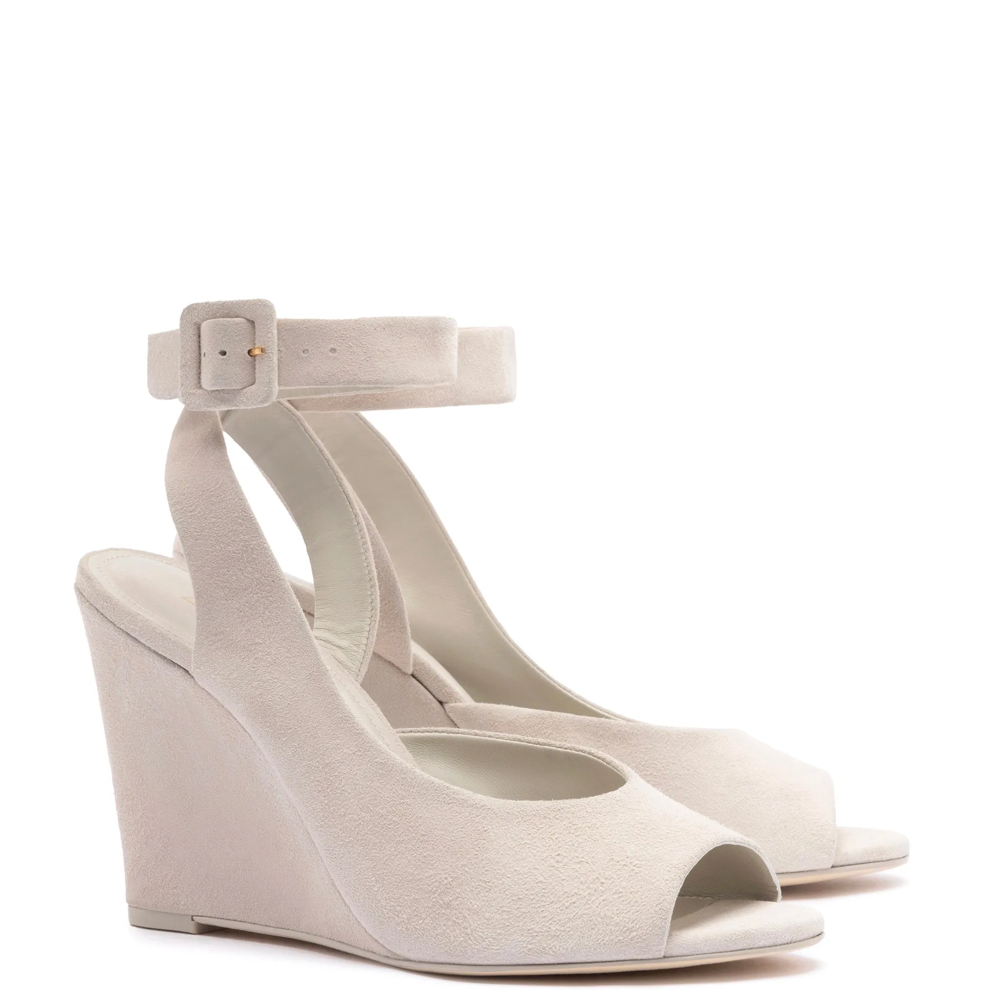 Deena By Larroudé Wedge Sandal In Mushroom Grey Suede sold by Larroude product image thumbnail 2