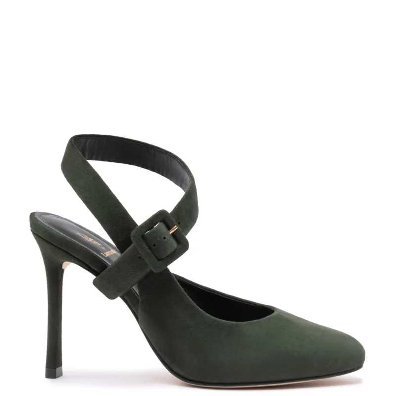 Deena By Larroudé Pump In Deep Olivine Suede made by Larroude