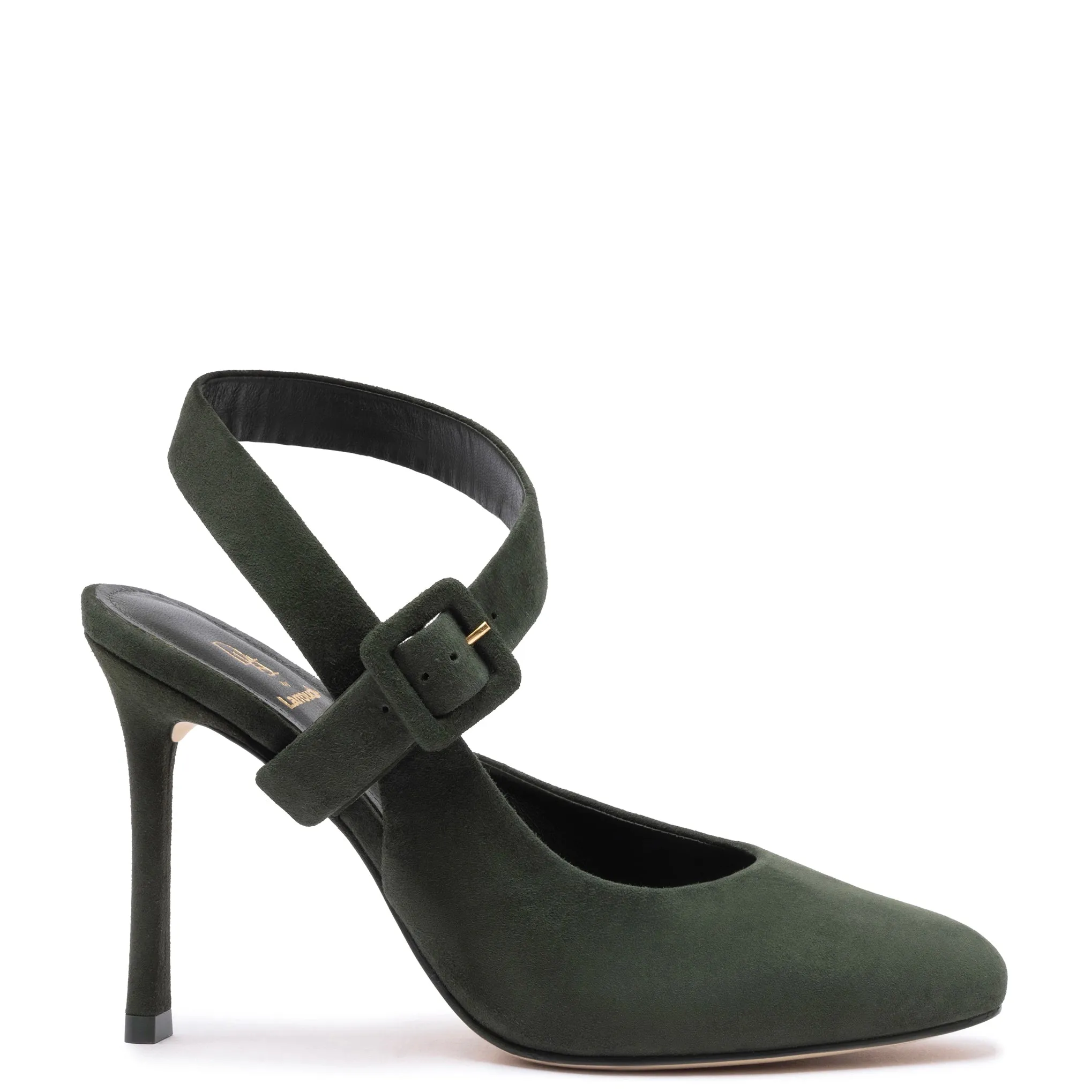 Deena By Larroudé Pump In Deep Olivine Suede sold by Larroude