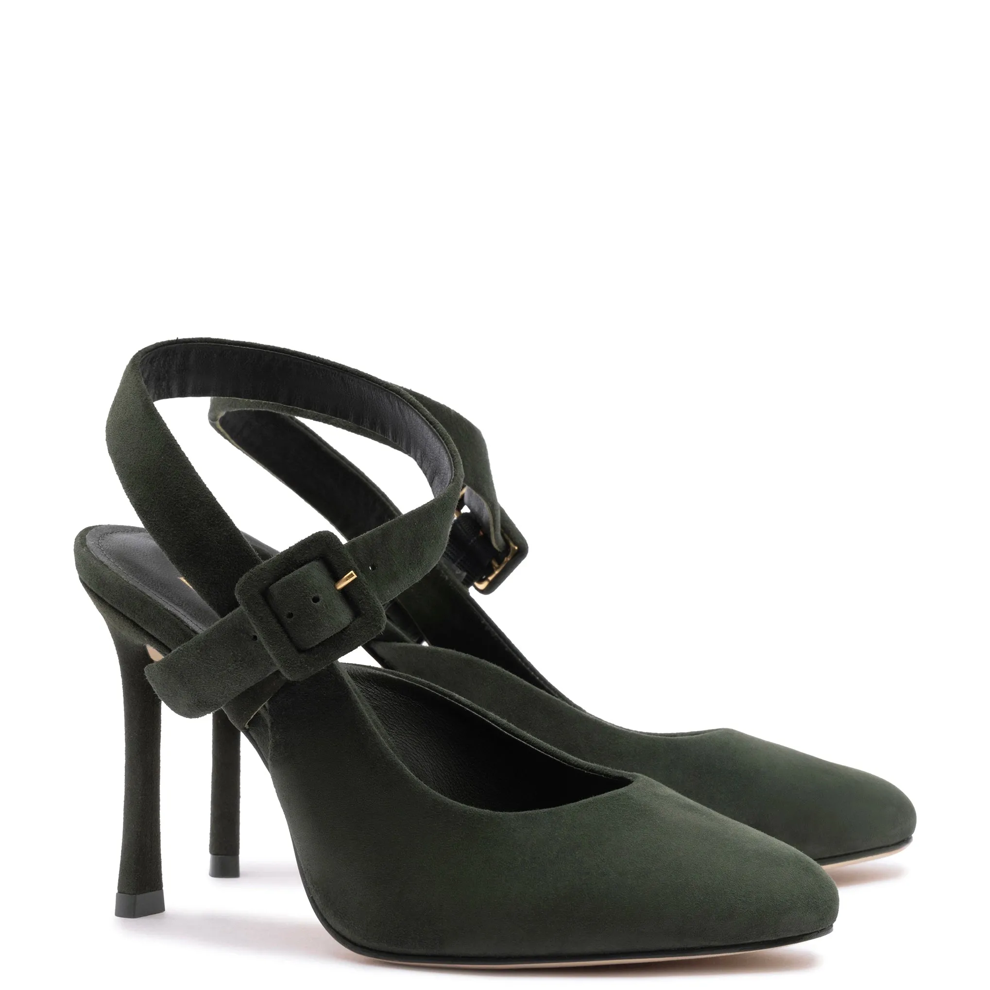 Deena By Larroudé Pump In Deep Olivine Suede sold by Larroude product image thumbnail 2