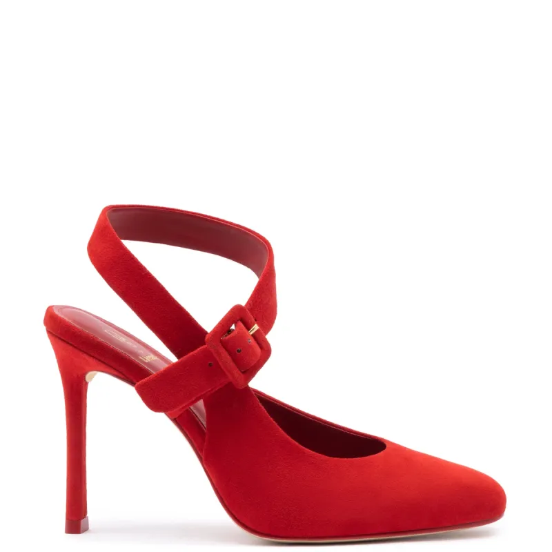 Deena By Larroudé Pump In Red Suede made by Larroude