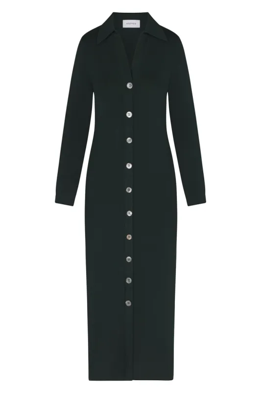 Cardigan Midi Dress in Stretch Modal Jersey Knit sold by Larroude