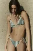 String Tie Bikini Bottom in Green Vertical Stripes sold by Larroude