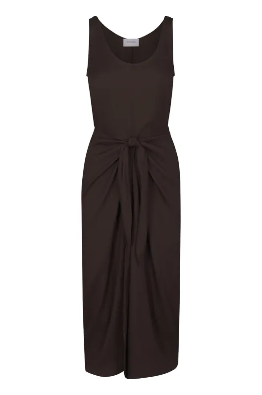 D.K. Midi Wrap Dress in Matte Crepe sold by Larroude
