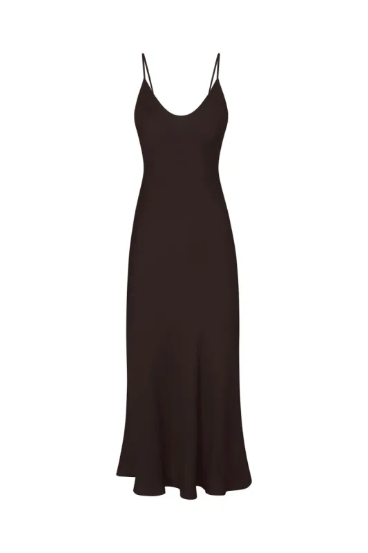Harlow Bias Cut Slip Dress in Matte Crepe sold by Larroude
