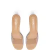 Vivi Lucite Mule In Tan Leather and Vinyl sold by Larroude