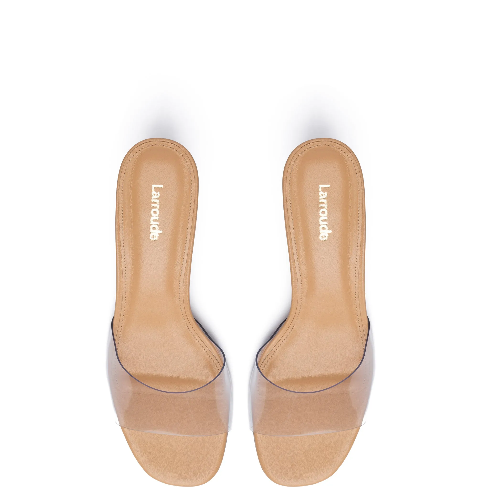 Vivi Lucite Mule In Tan Leather and Vinyl sold by Larroude product image thumbnail 3