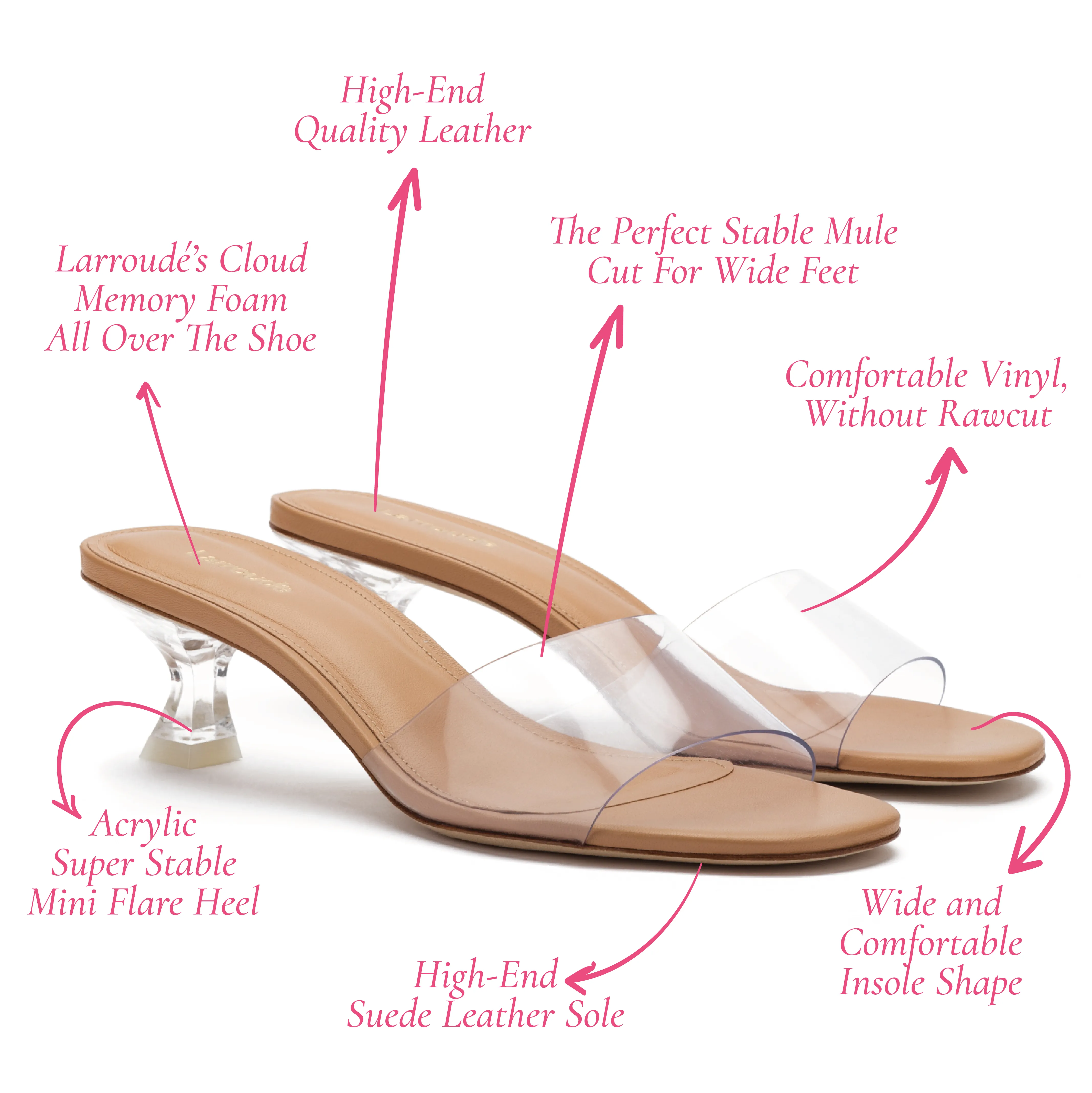 Vivi Lucite Mule In Tan Leather and Vinyl sold by Larroude product image thumbnail 5