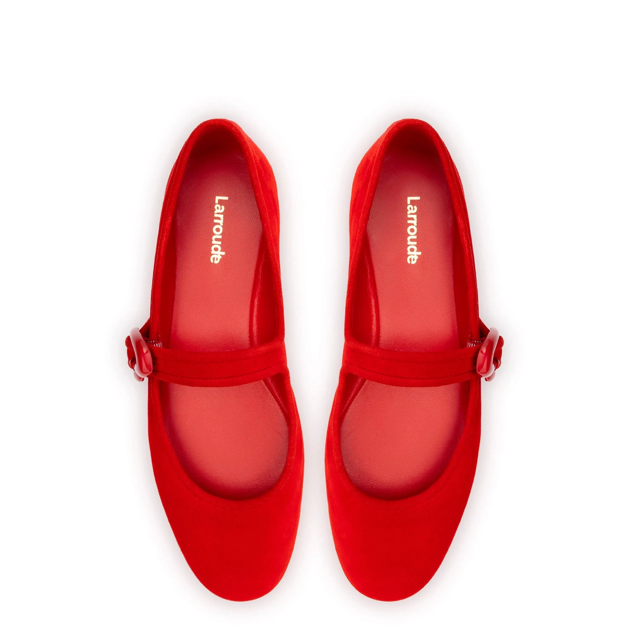 Verona Ballet Flat In Scarlet Suede sold by Larroude product image thumbnail 3