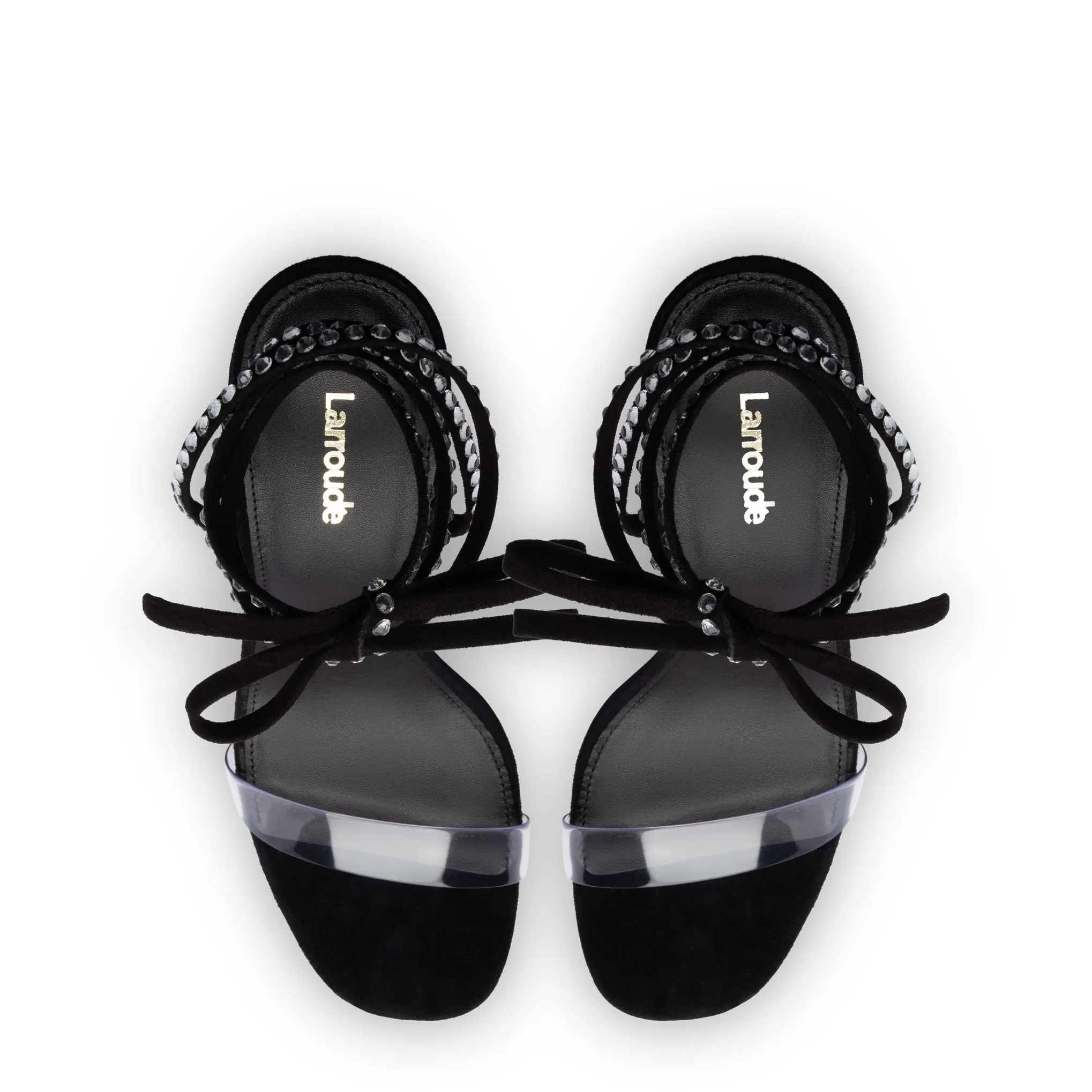 Gloria Disco Sandal In Black Suede and Vinyl sold by Larroude product image thumbnail 3
