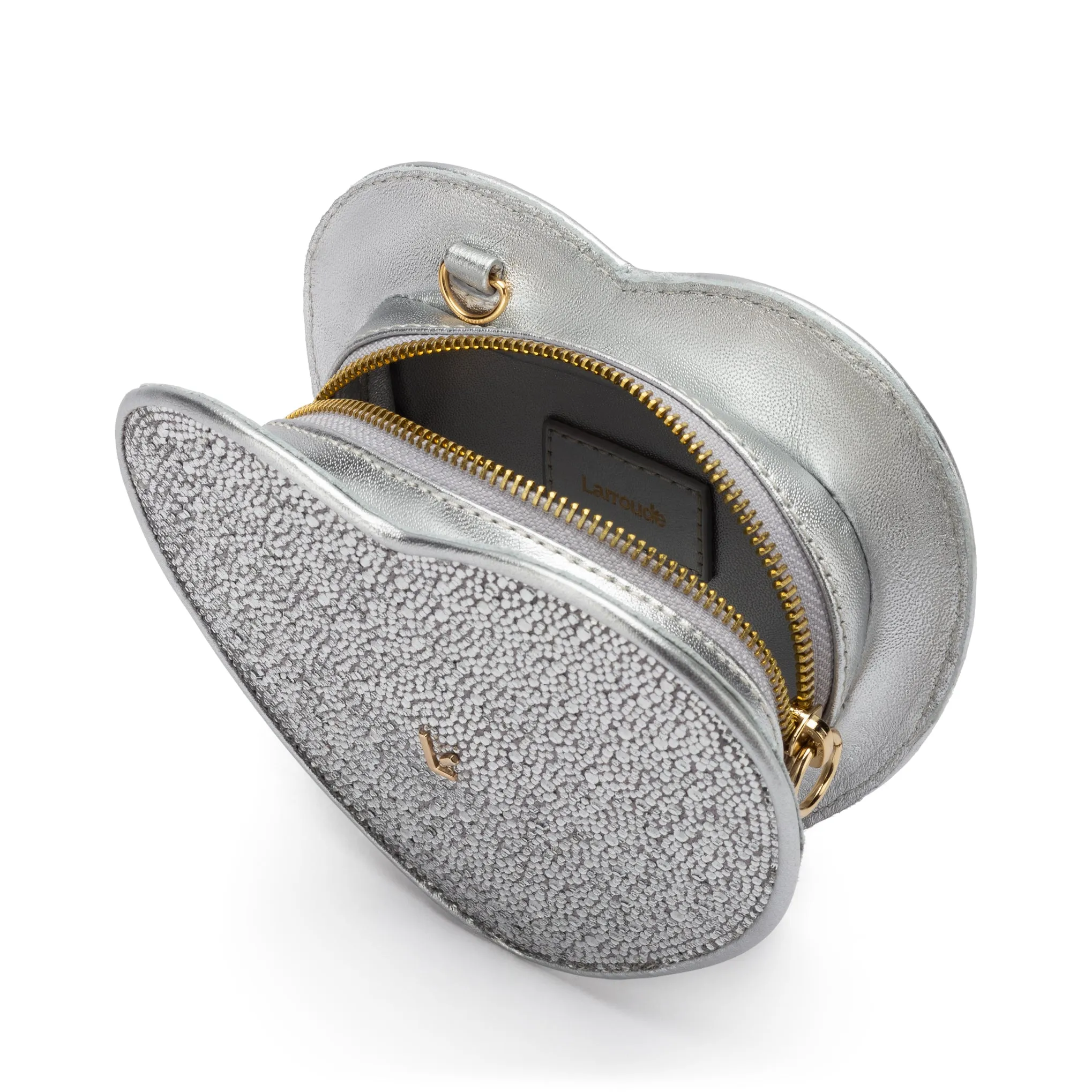 Heartbreaker Crossbody Bag In Crystal and Light Gray Vegan Suede sold by Larroude product image thumbnail 3