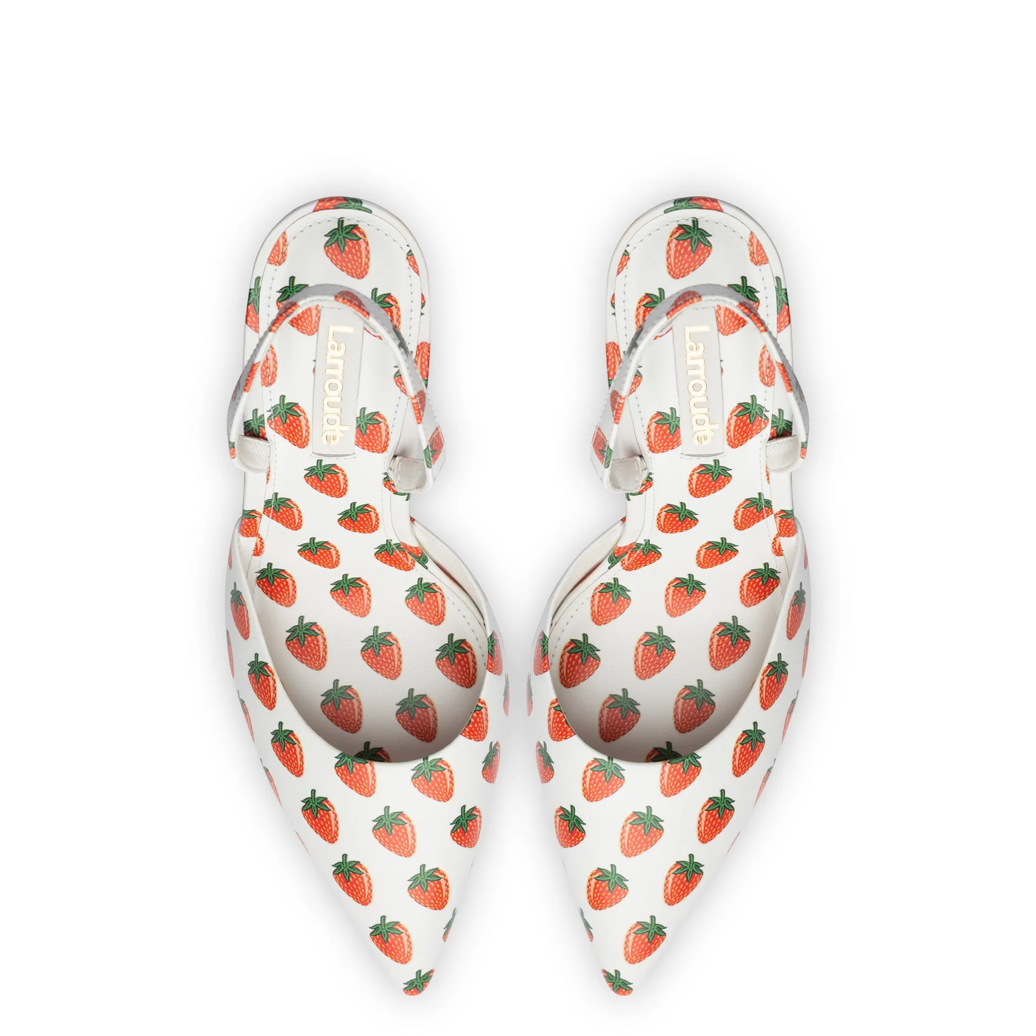 Gaga Pump In White and Strawberry Print Leather sold by Larroude product image thumbnail 3