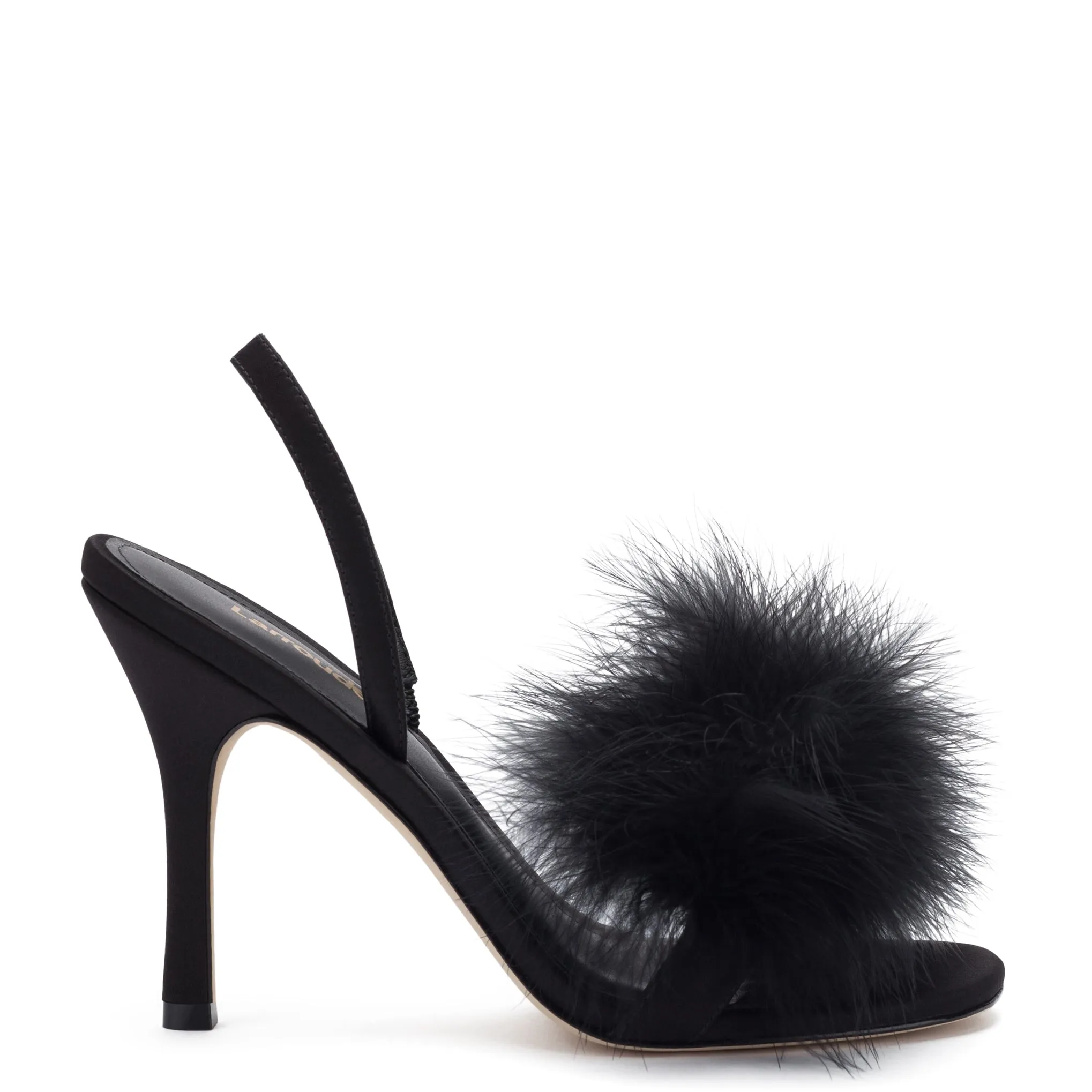 Marilyn Sandal In Black Satin sold by Larroude