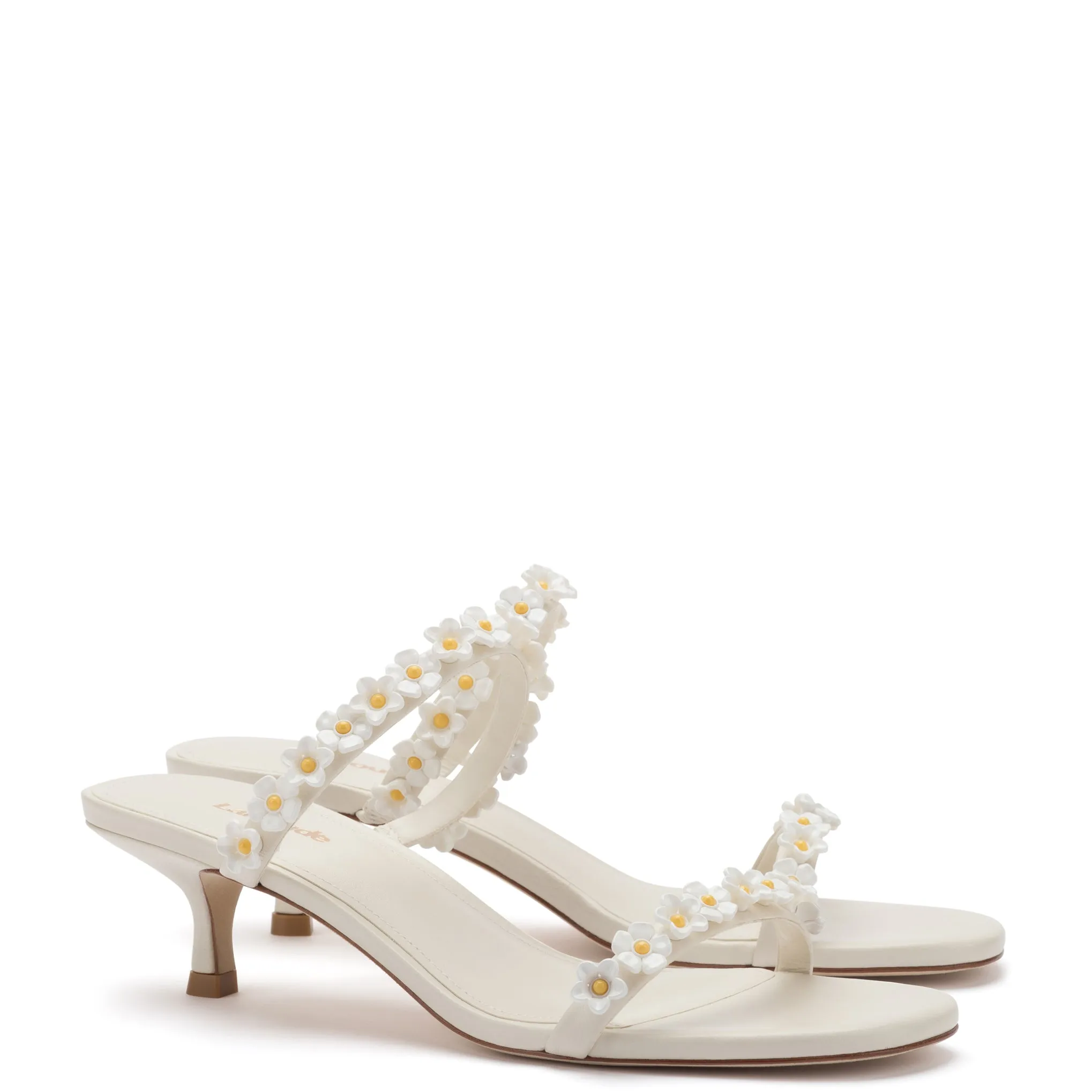 Goldie Mule In Ivory Leather sold by Larroude product image thumbnail 2