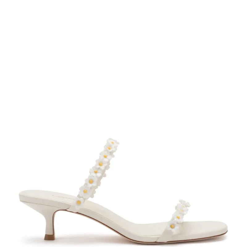 Goldie Mule In Ivory Leather sold by Larroude