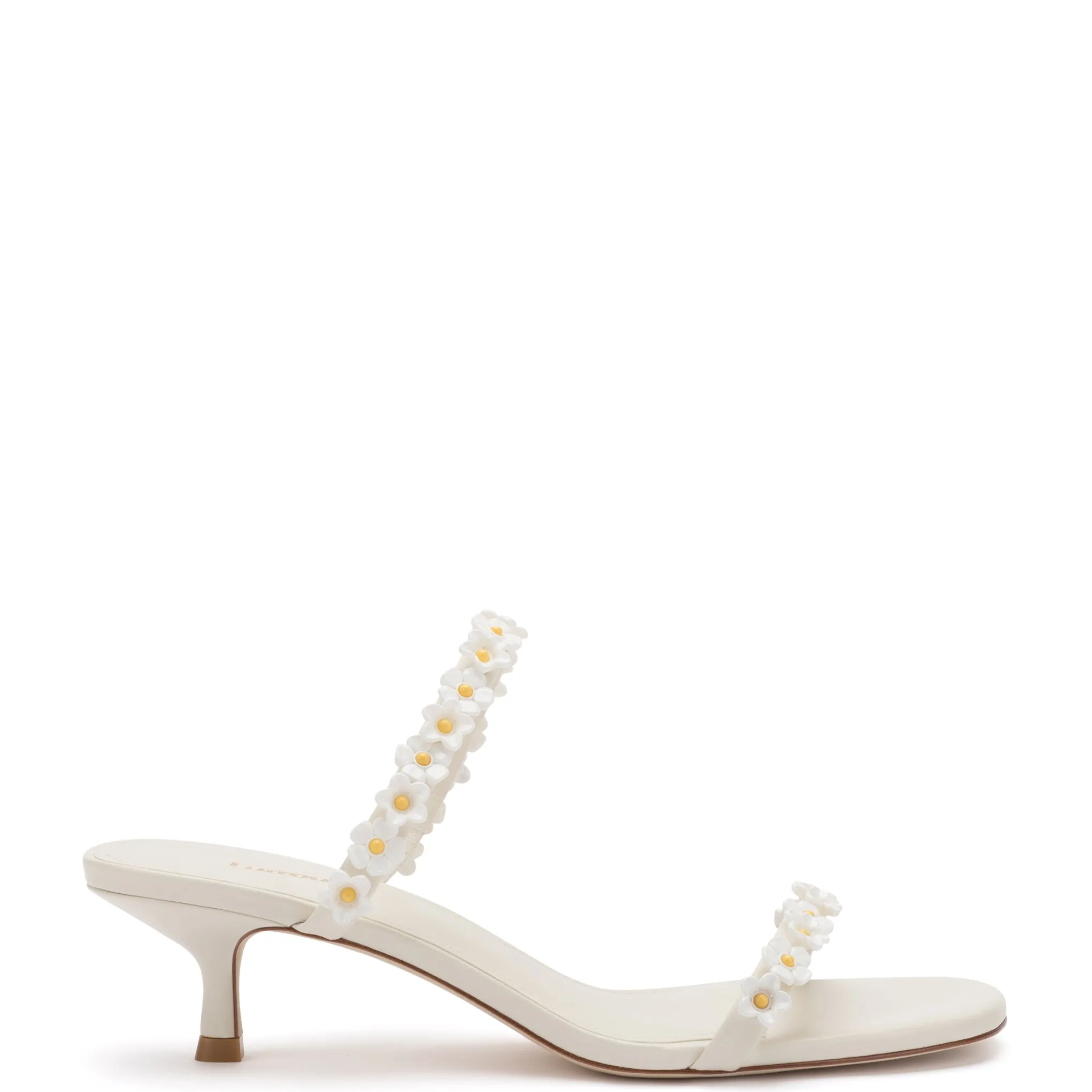 Goldie Mule In Ivory Leather sold by Larroude