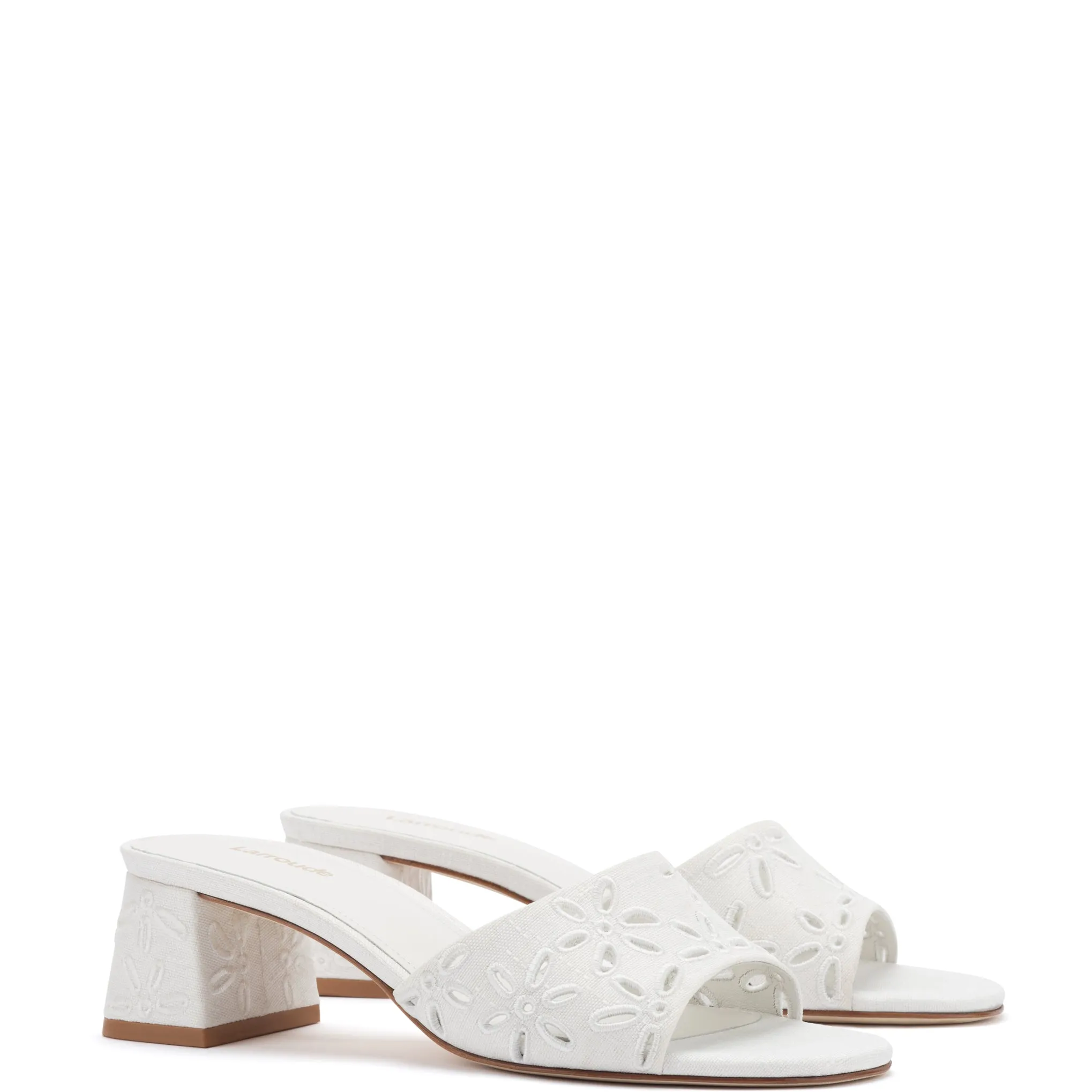 Brigitte Mule In White Linen sold by Larroude product image thumbnail 2