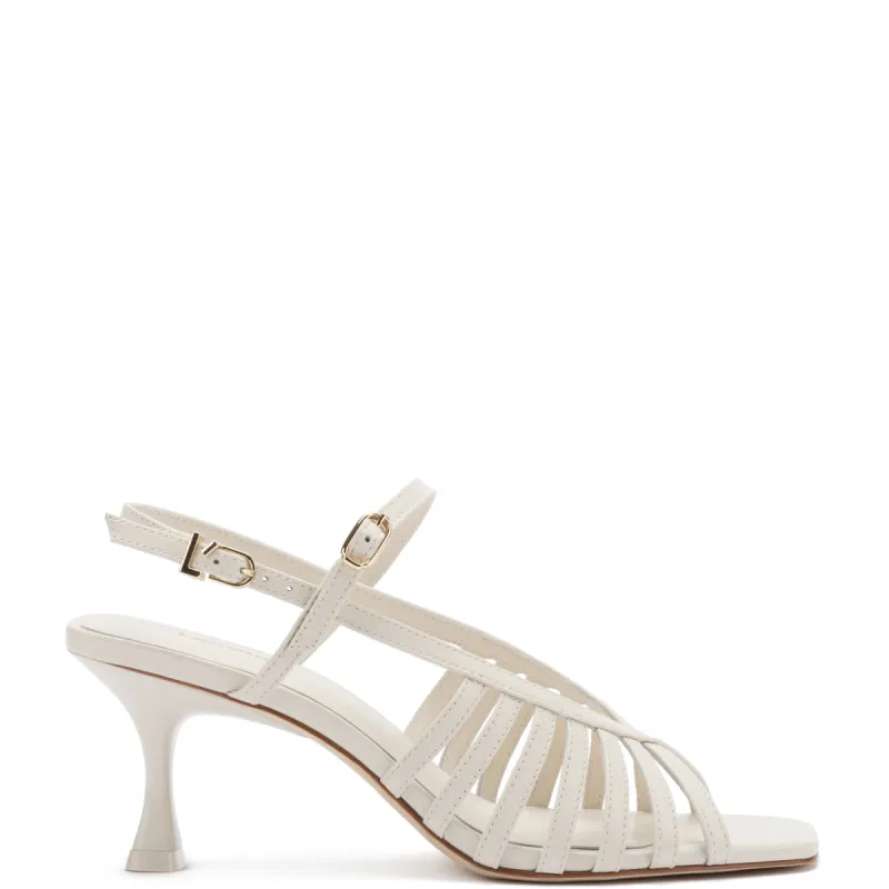 Leandra Sandal In Ivory Leather sold by Larroude