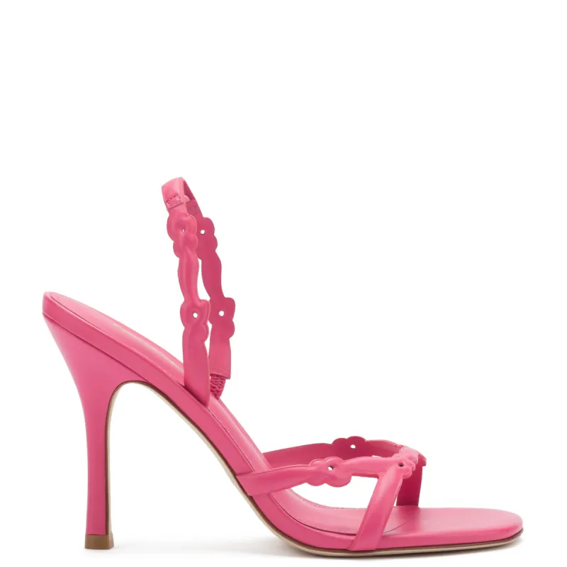 Margherita Sandal In Pink Leather made by Larroude