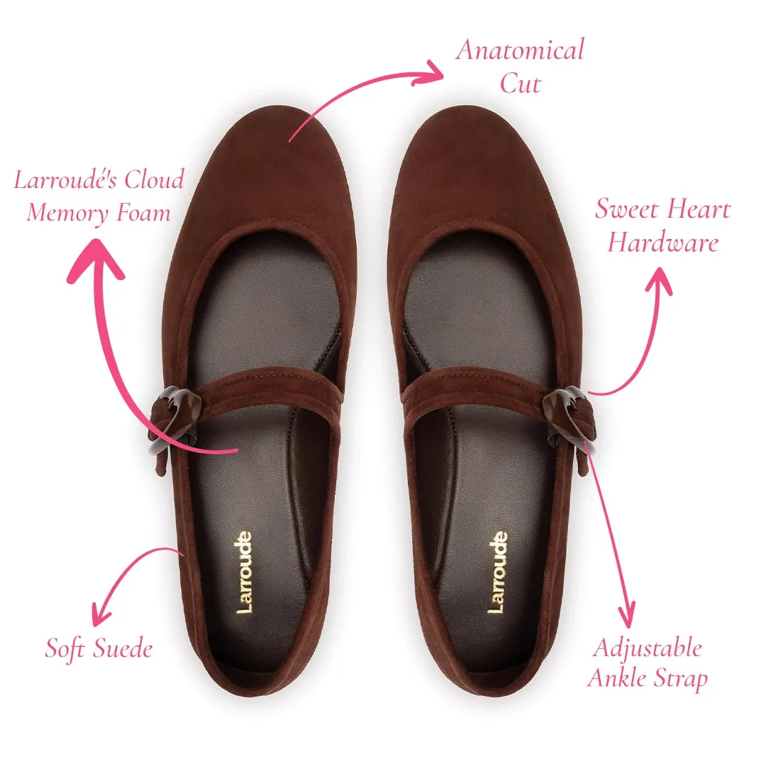 Verona Ballet Flat In Brown Suede sold by Larroude product image thumbnail 4