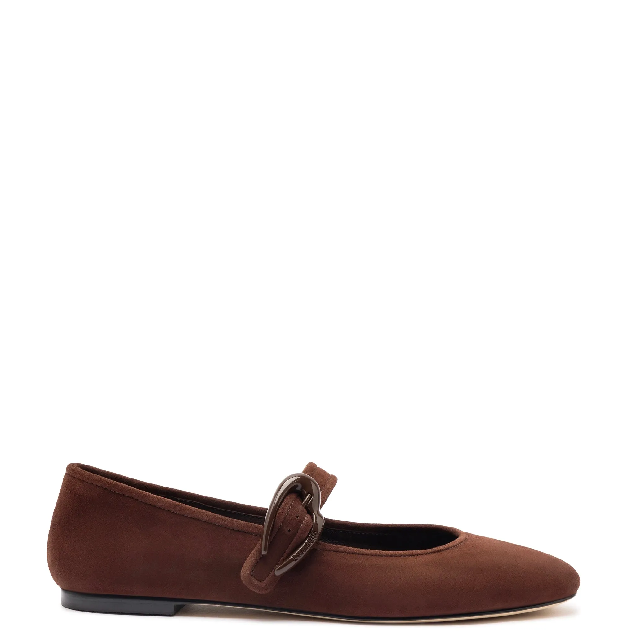 Verona Ballet Flat In Brown Suede sold by Larroude