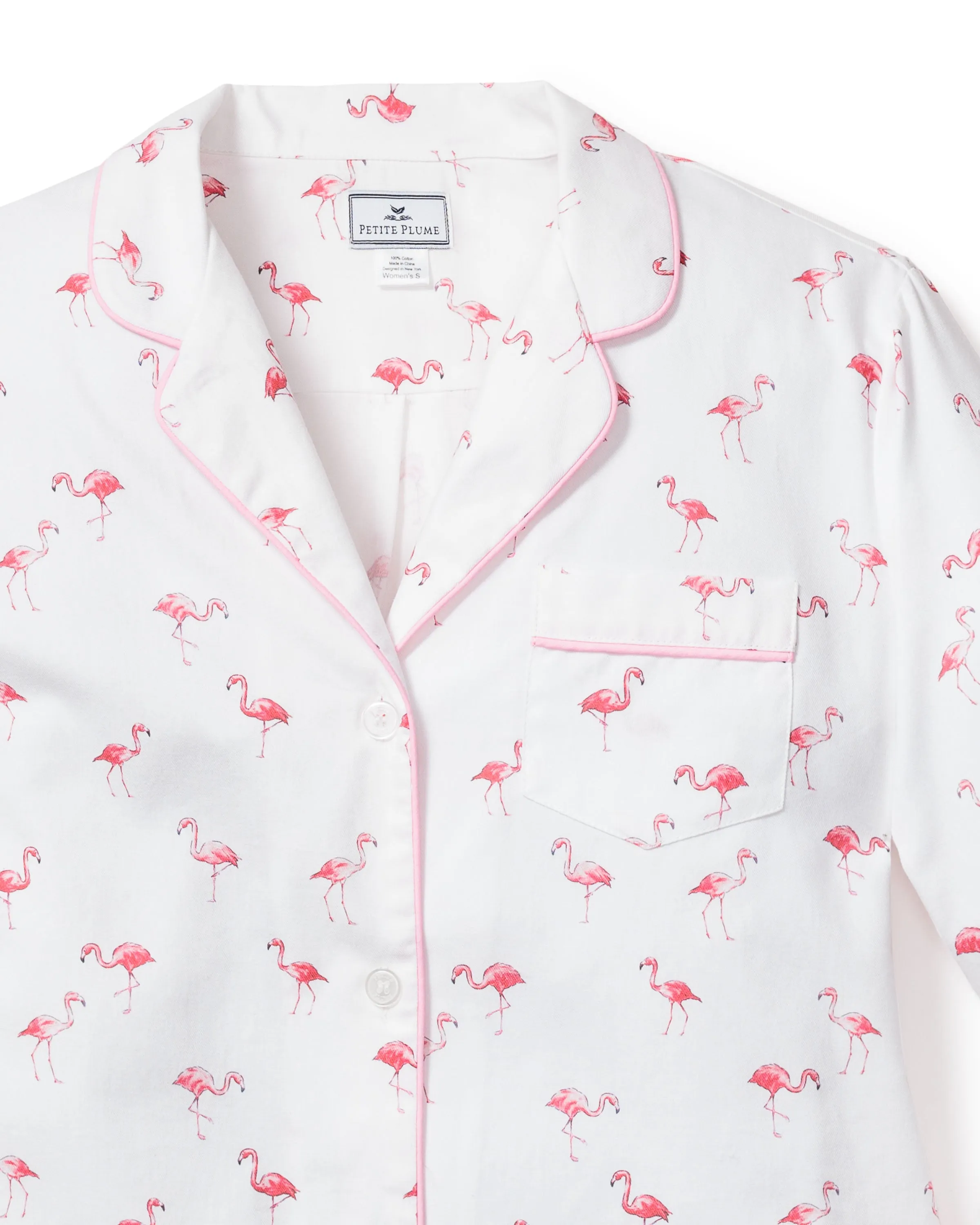Women's Twill Pajama Set in Flamingos sold by Larroude product image thumbnail 5