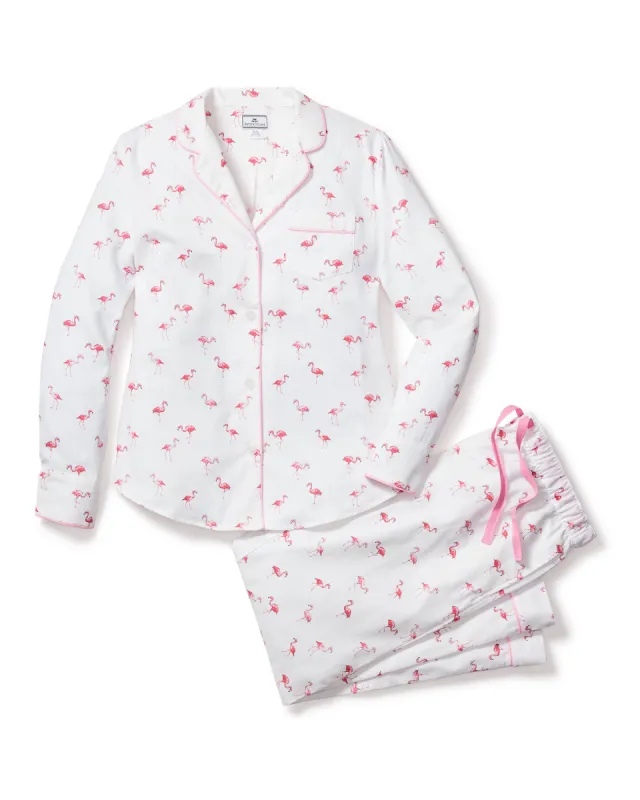 Women's Twill Pajama Set in Flamingos sold by Larroude