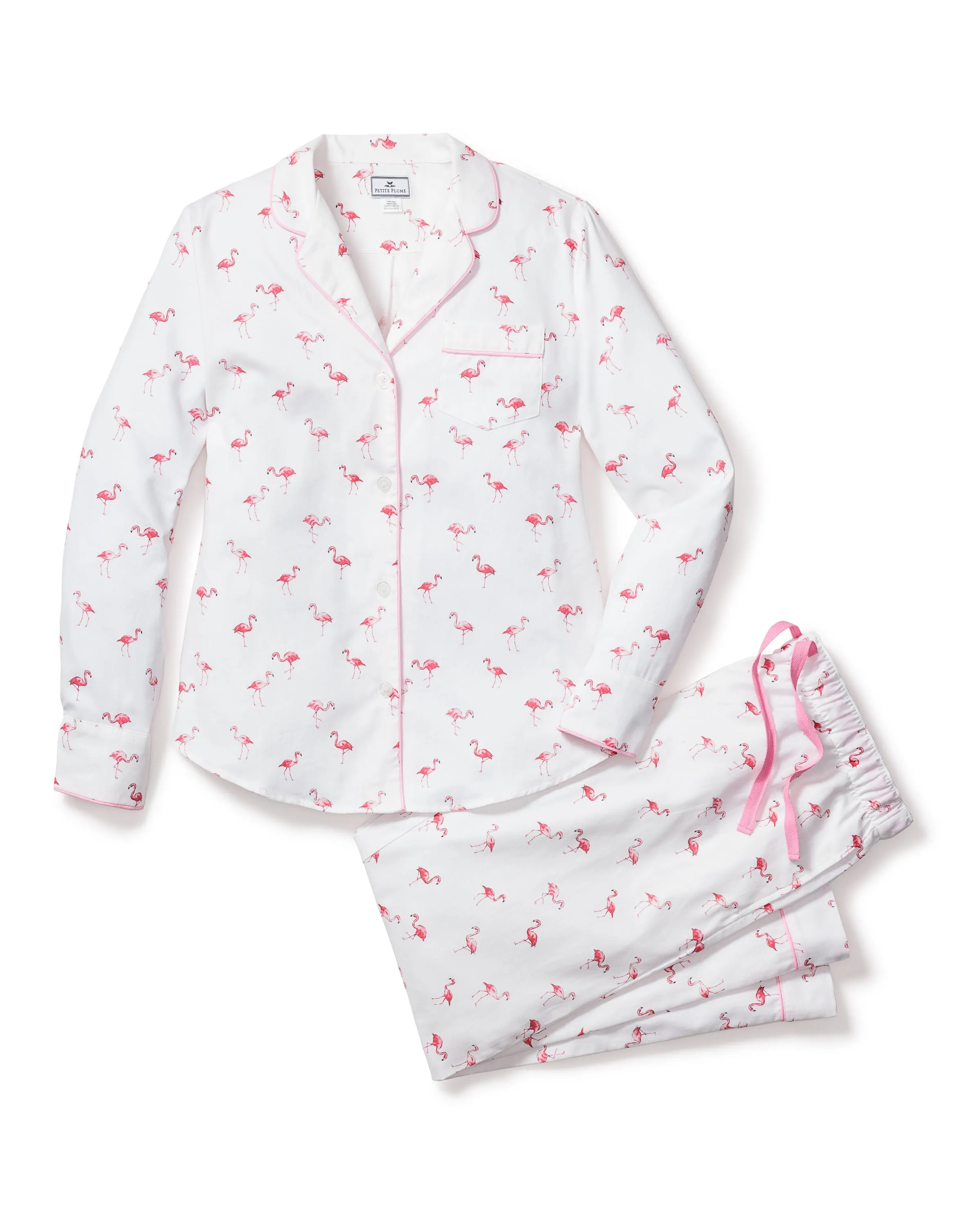 Women's Twill Pajama Set in Flamingos sold by Larroude