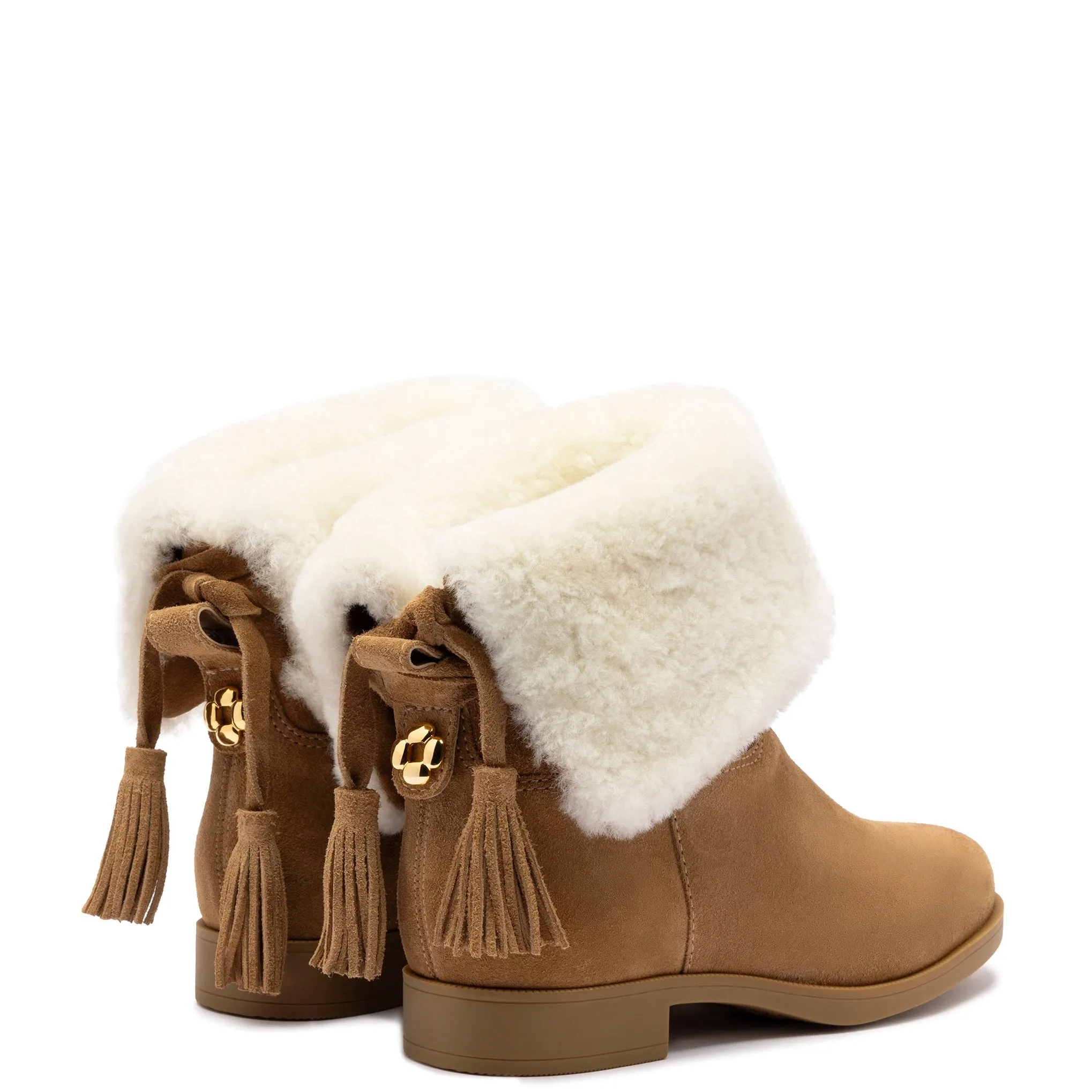 Verbier Bootie In Peanut Suede and Natural Shearling sold by Larroude product image thumbnail 3