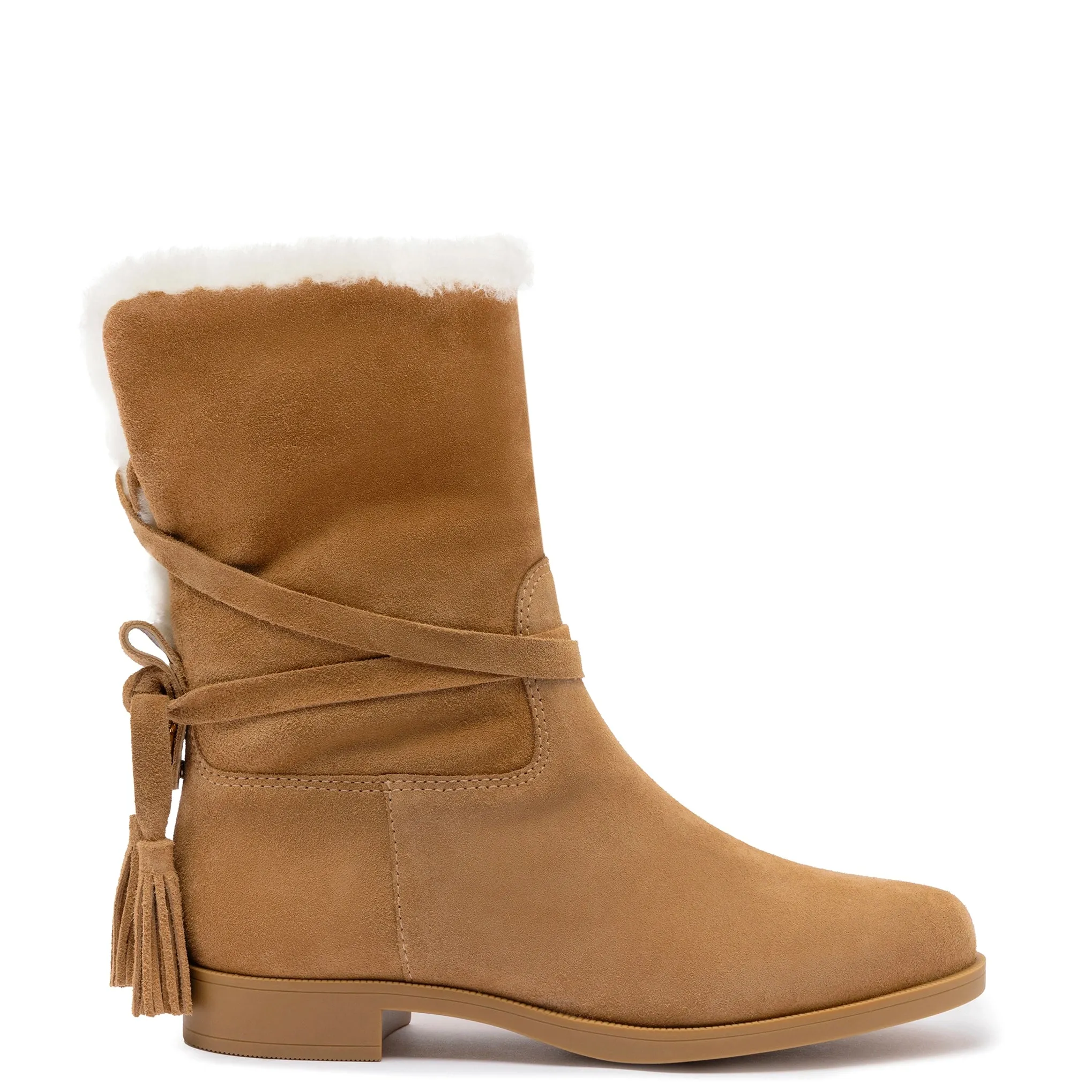 Verbier Bootie In Peanut Suede and Natural Shearling sold by Larroude product image thumbnail 4
