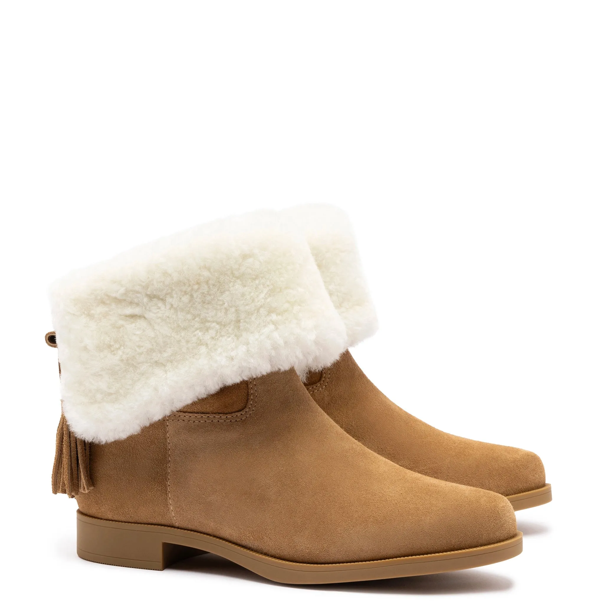 Verbier Bootie In Peanut Suede and Natural Shearling sold by Larroude product image thumbnail 2