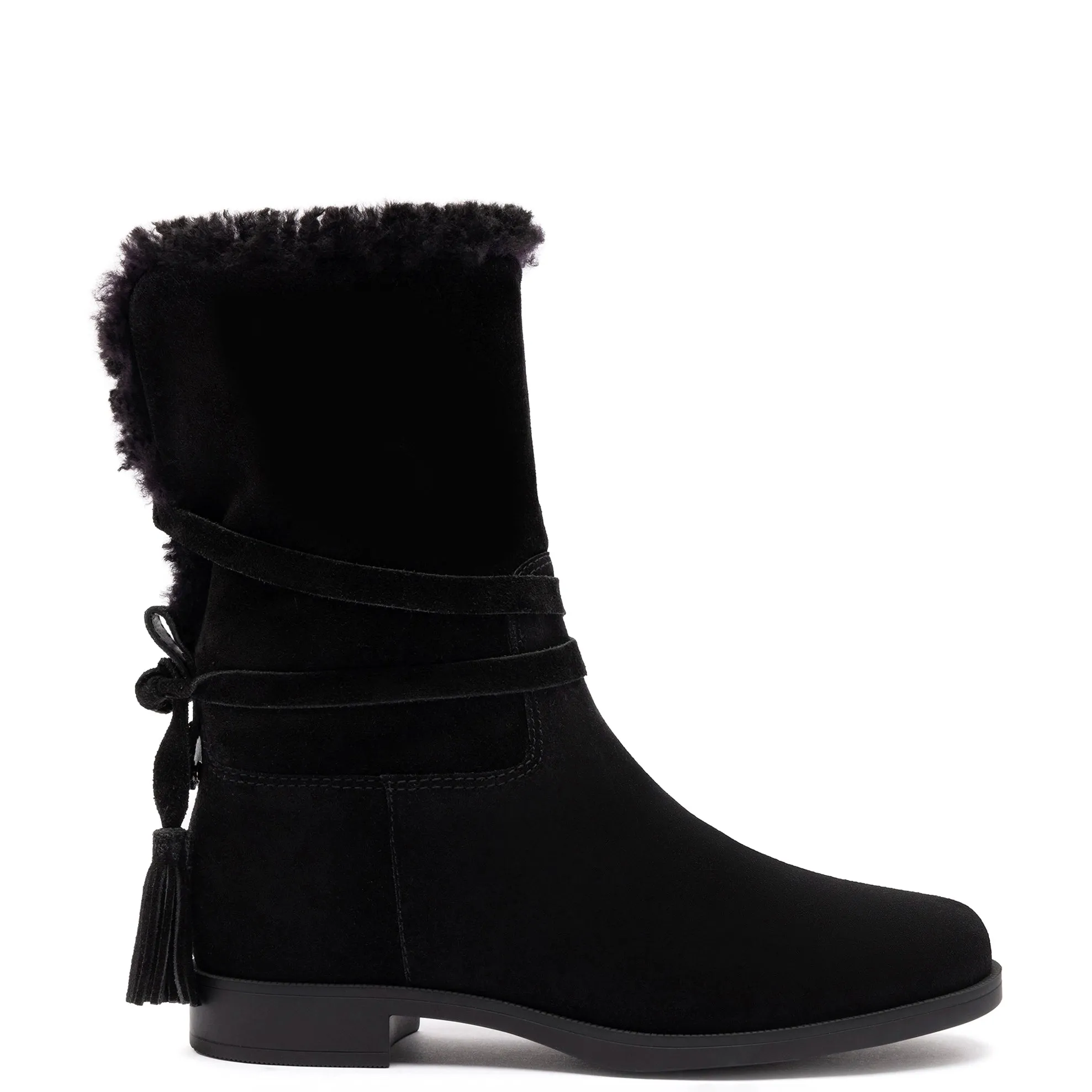 Verbier Bootie In Black Suede and Black Shearling sold by Larroude product image thumbnail 4