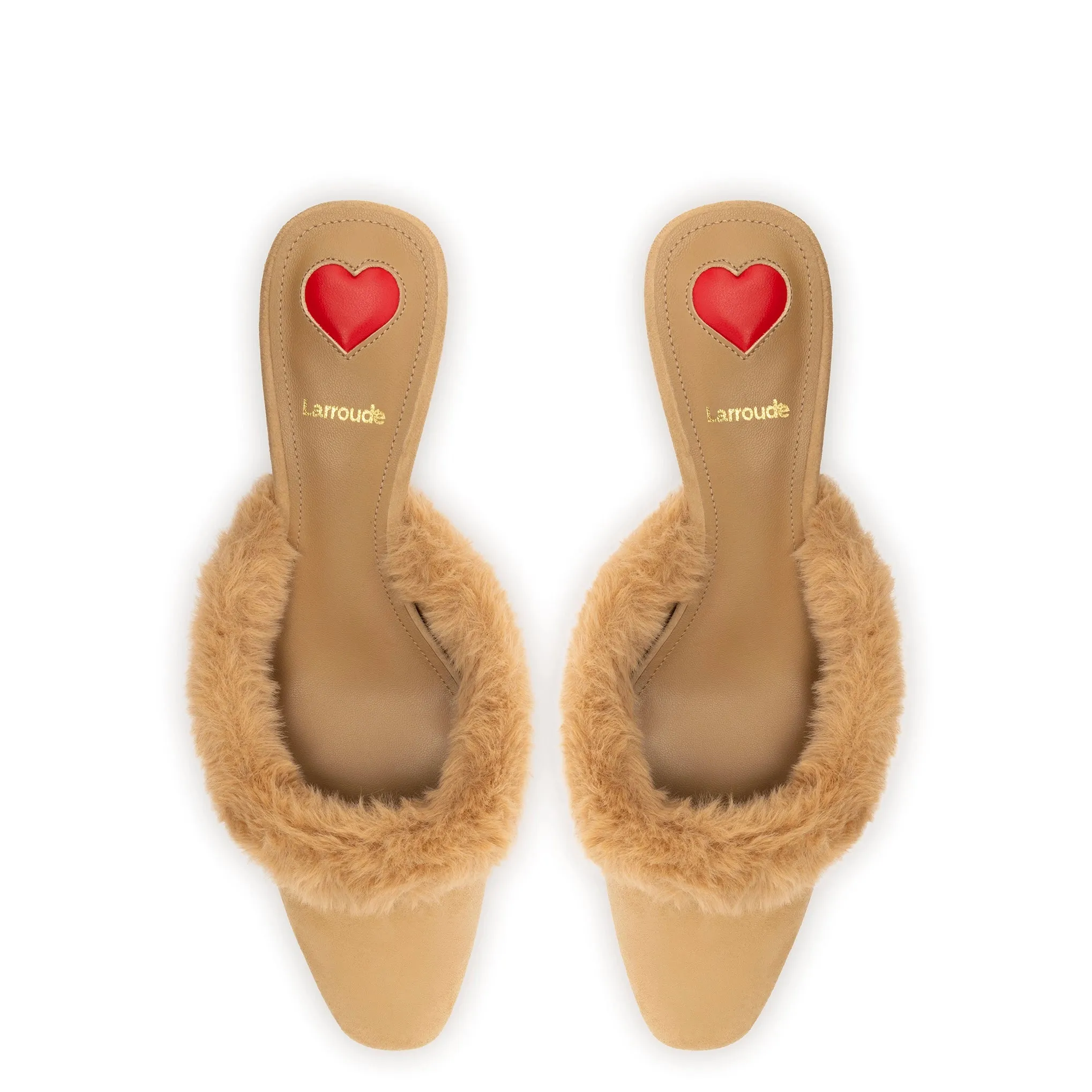 Amal Faux Fur Mule In Peanut Suede sold by Larroude product image thumbnail 3