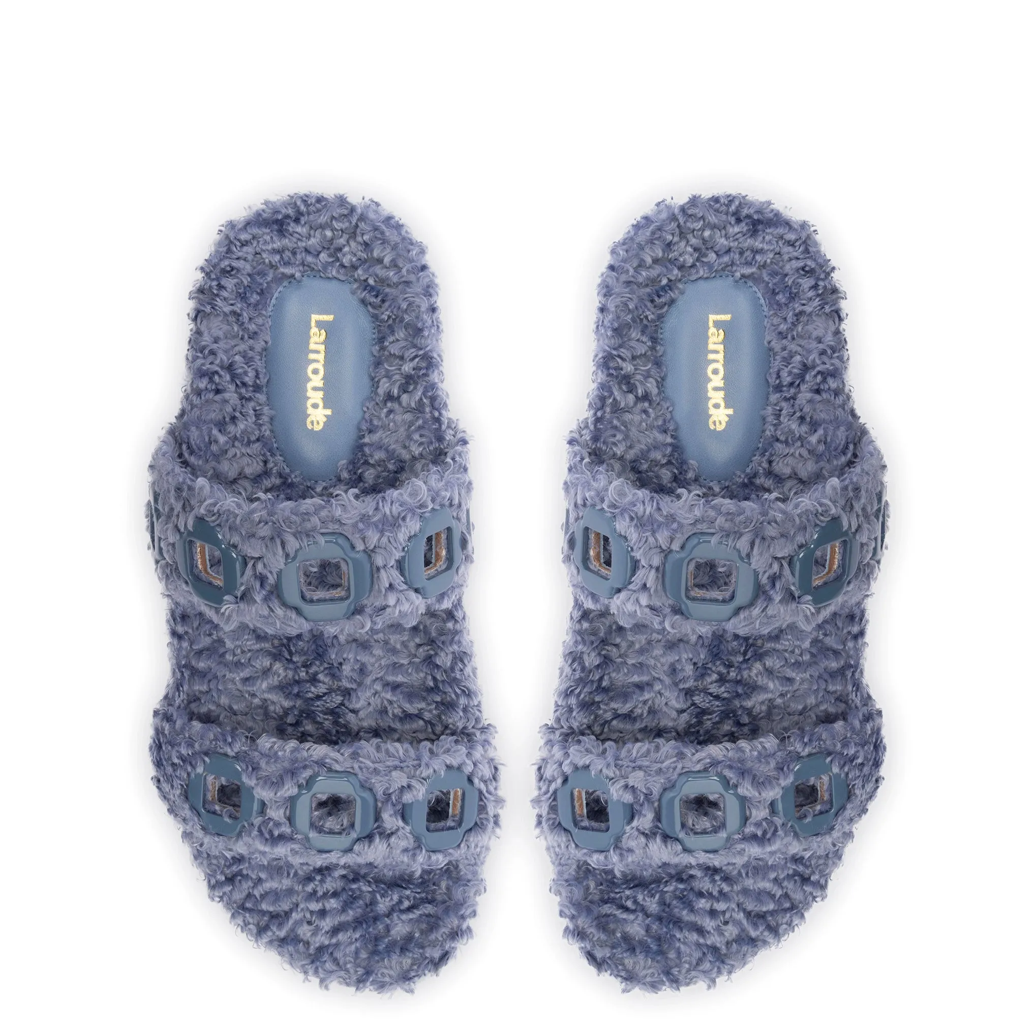 Milan Slide In Blue Faux Fur sold by Larroude product image thumbnail 3