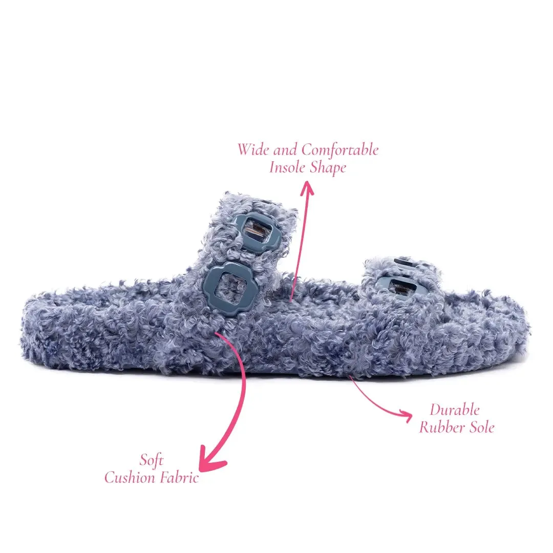 Milan Slide In Blue Faux Fur sold by Larroude product image thumbnail 5