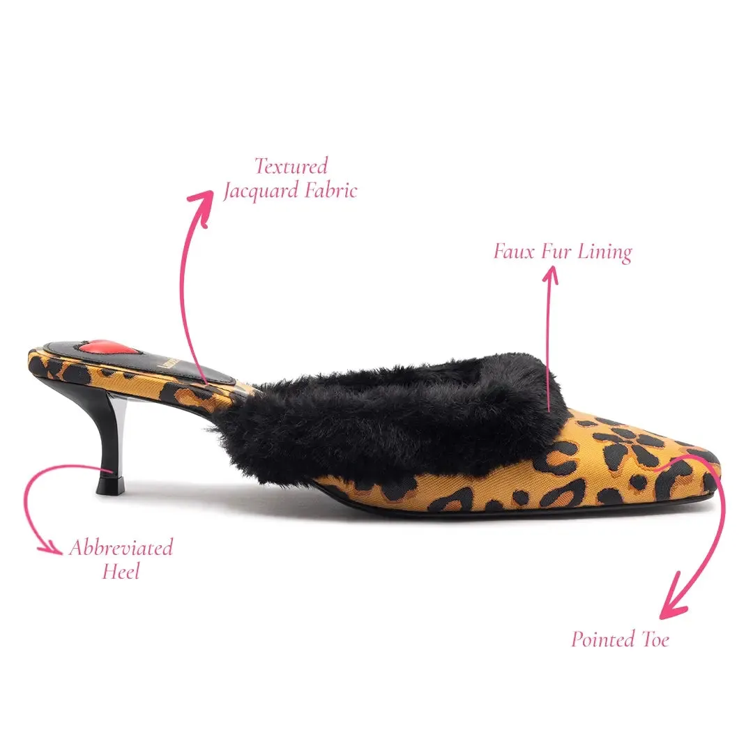 Amal Faux Fur Mule In Leopard Jacquard sold by Larroude product image thumbnail 5