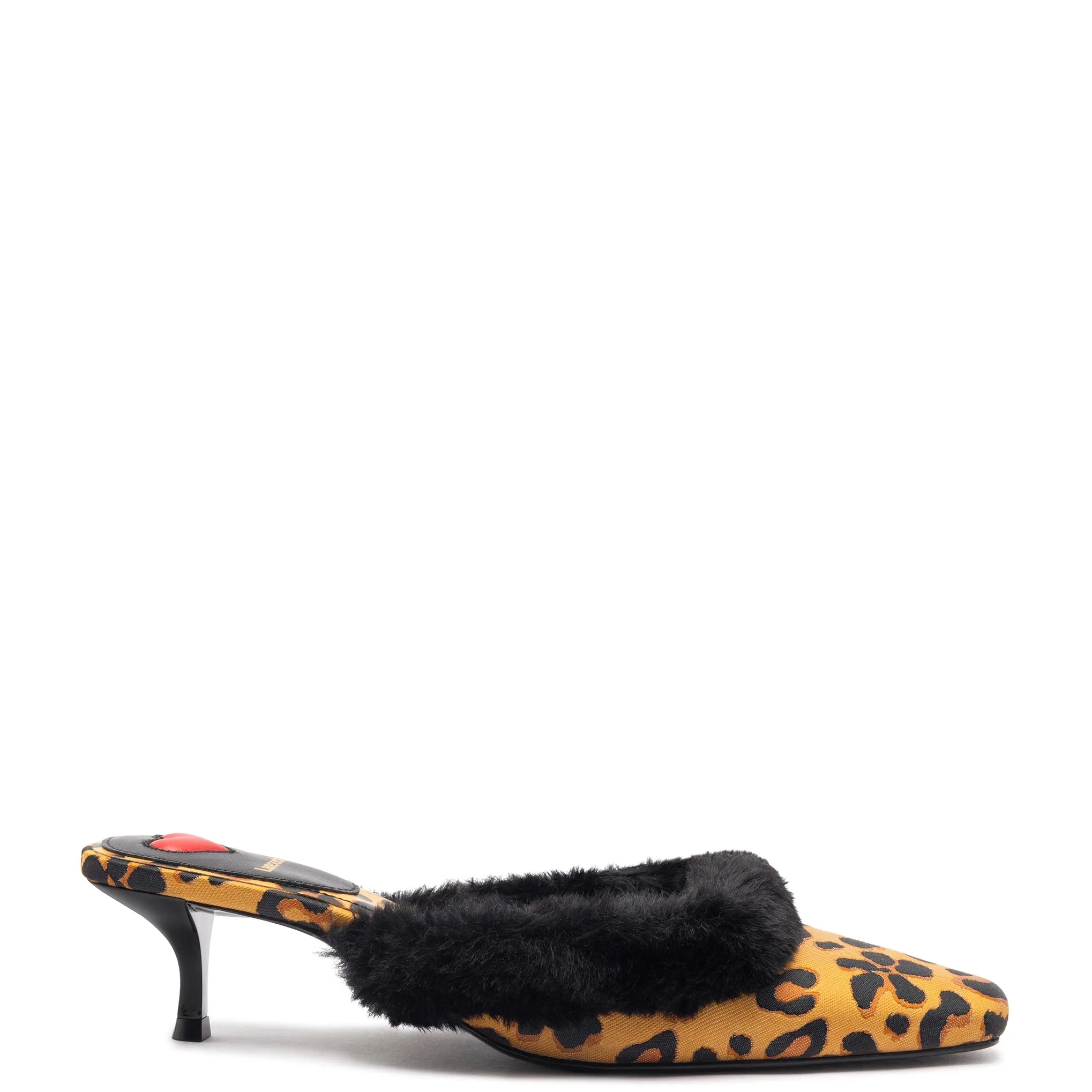 Amal Faux Fur Mule In Leopard Jacquard sold by Larroude