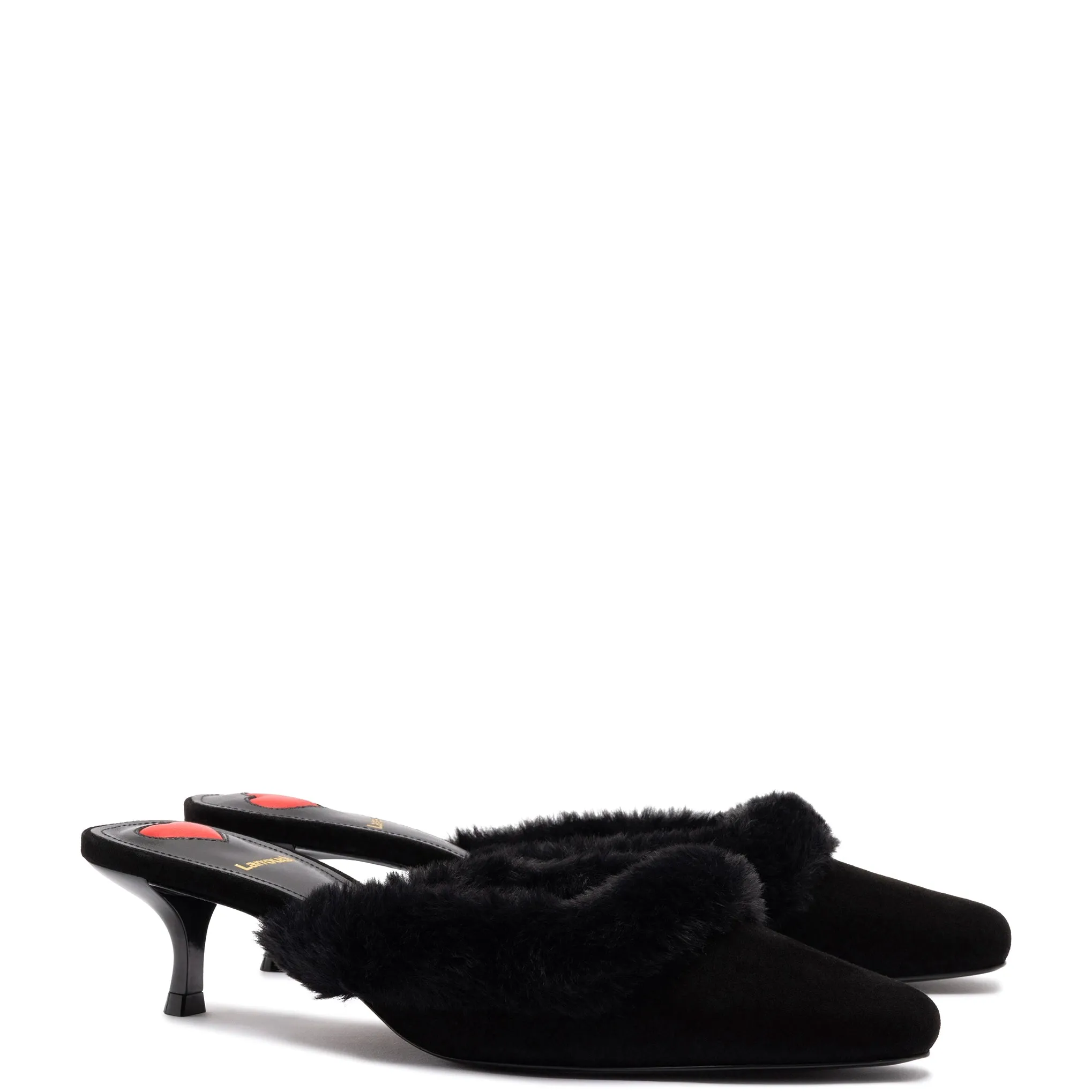 Amal Faux Fur Mule In Black Suede sold by Larroude product image thumbnail 2