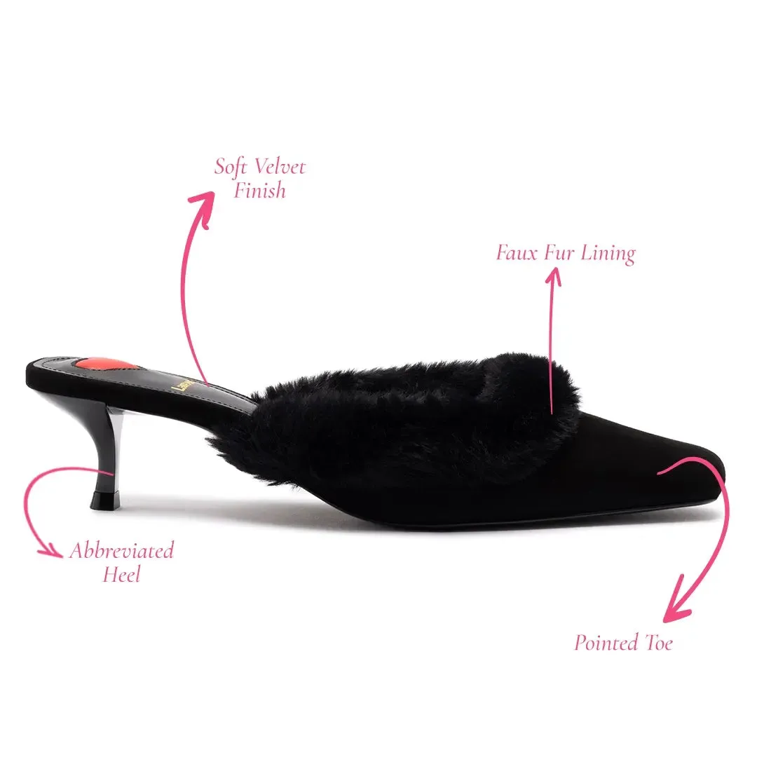 Amal Faux Fur Mule In Black Suede sold by Larroude product image thumbnail 5