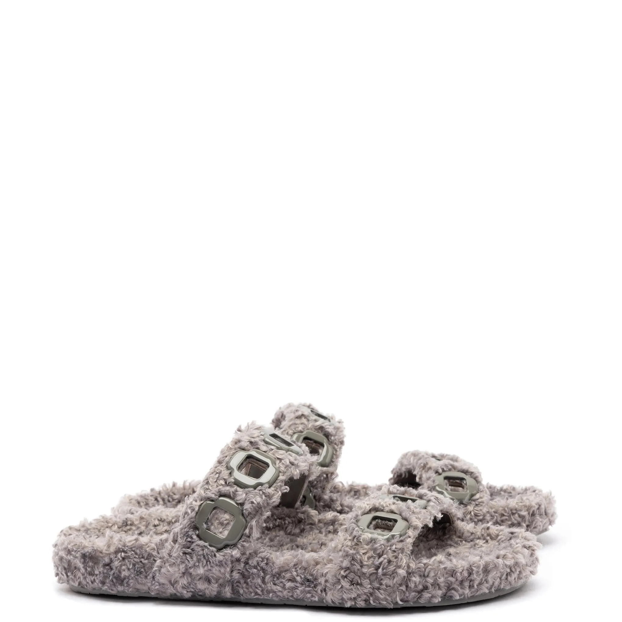 Milan Slide In Grey Faux Fur sold by Larroude product image thumbnail 2