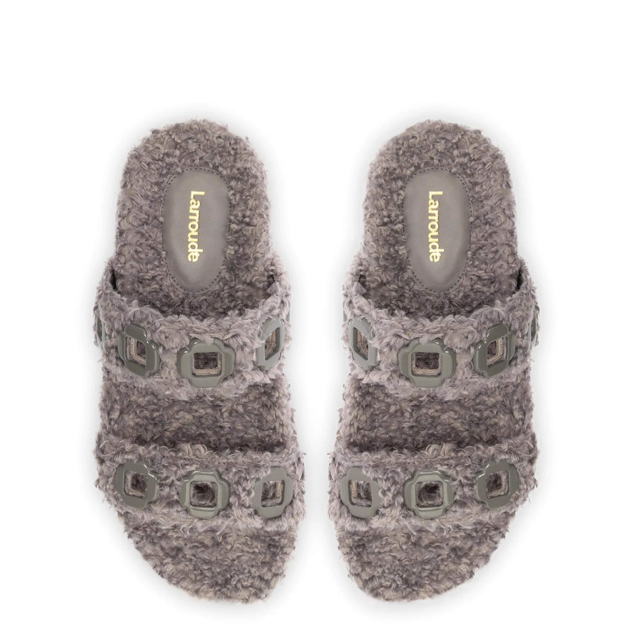 Milan Slide In Grey Faux Fur sold by Larroude product image thumbnail 3