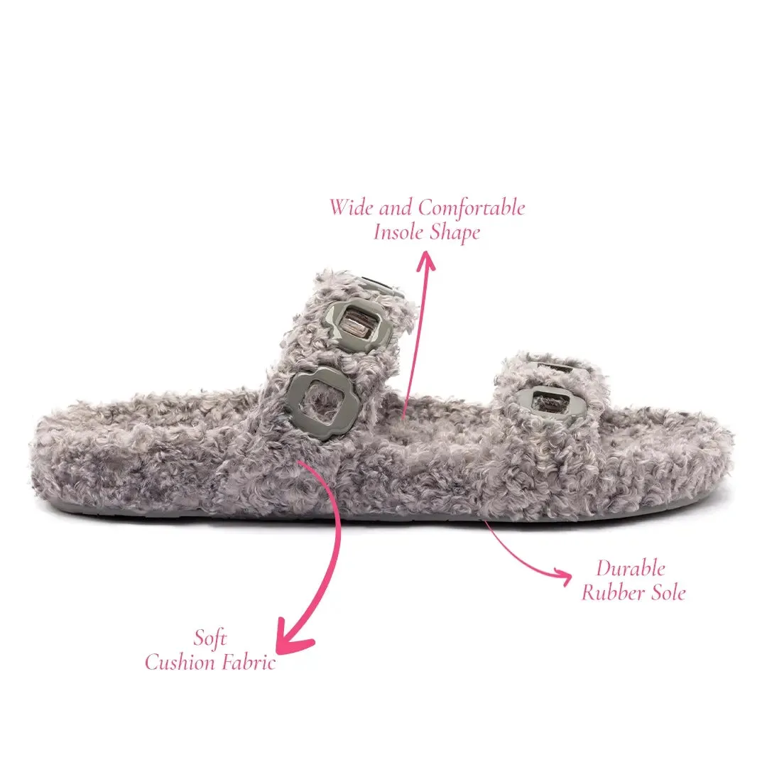 Milan Slide In Grey Faux Fur sold by Larroude product image thumbnail 5