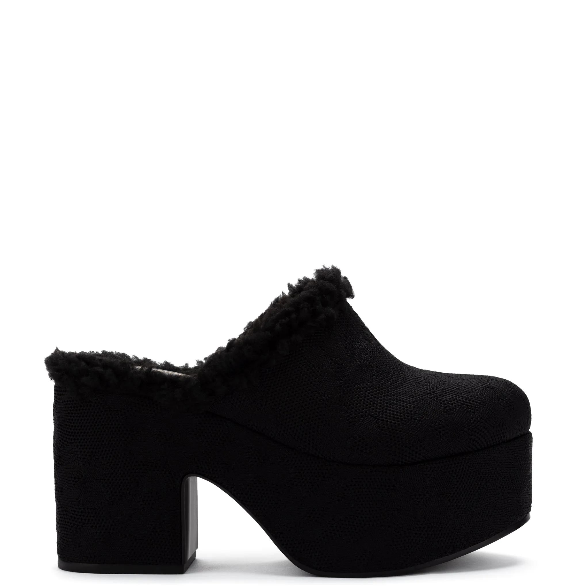 Miso Platform Clog In Black Knit sold by Larroude