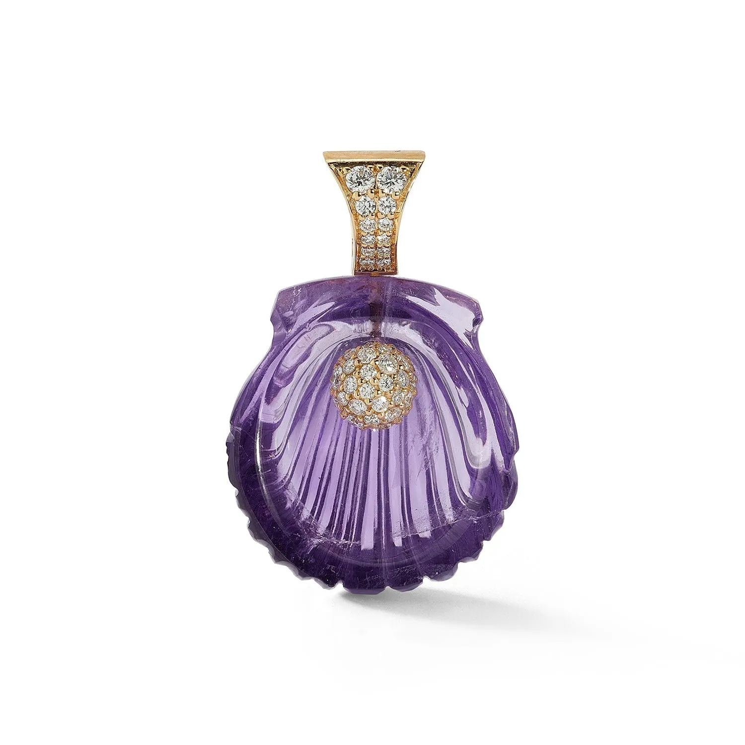 Large Dream Shell Pendant - Amethyst with Diamond Pearl sold by Larroude