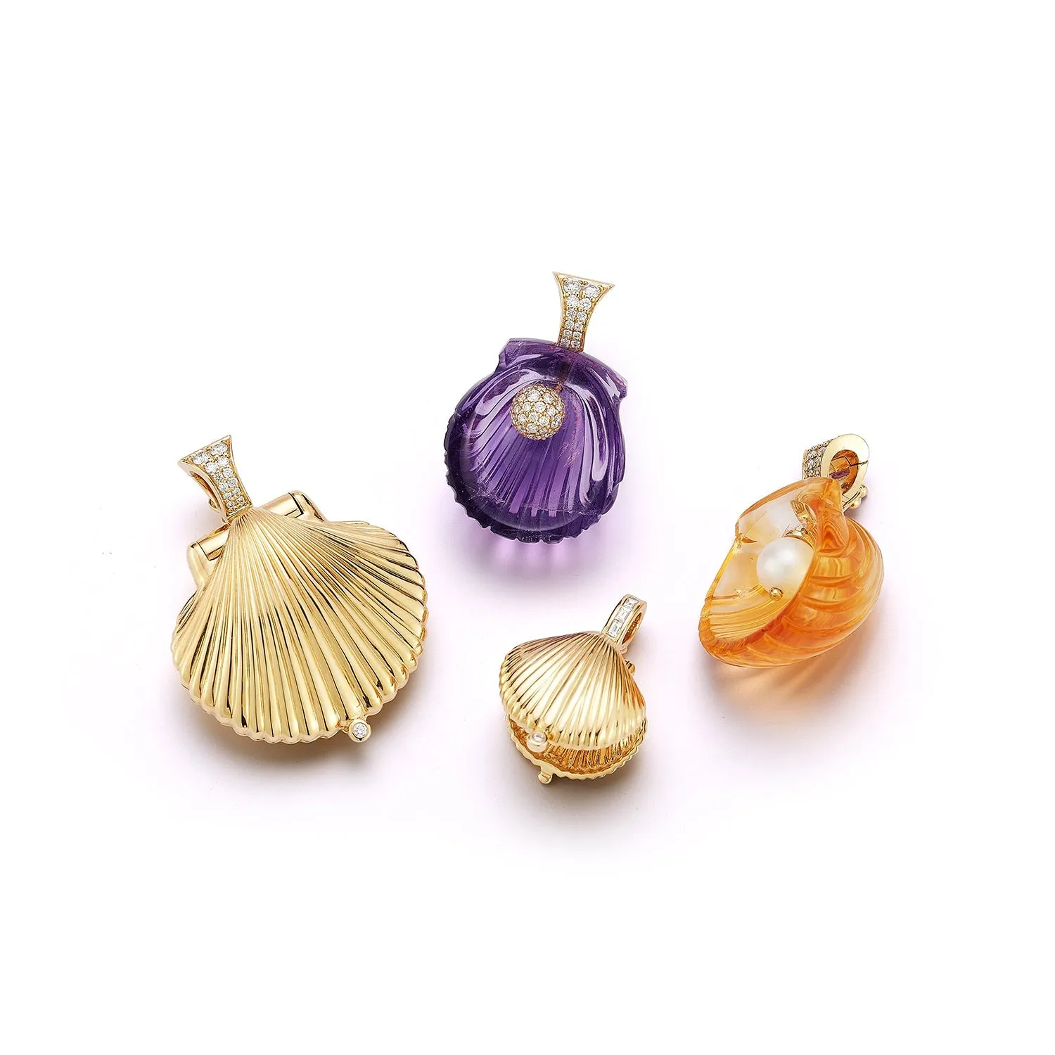 Large Dream Shell Pendant - Amethyst with Diamond Pearl sold by Larroude product image thumbnail 2